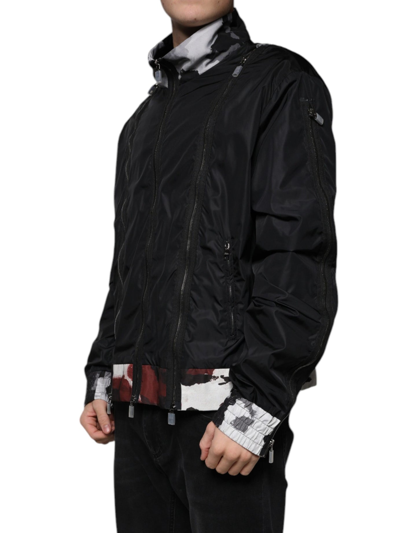 Dolce & Gabbana Black Nylon Full Zip Men Bomber Jacket Dolce & Gabbana