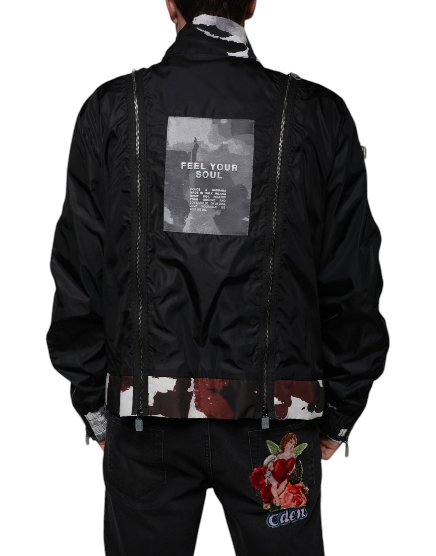 Dolce & Gabbana Black Nylon Full Zip Men Bomber Jacket Dolce & Gabbana