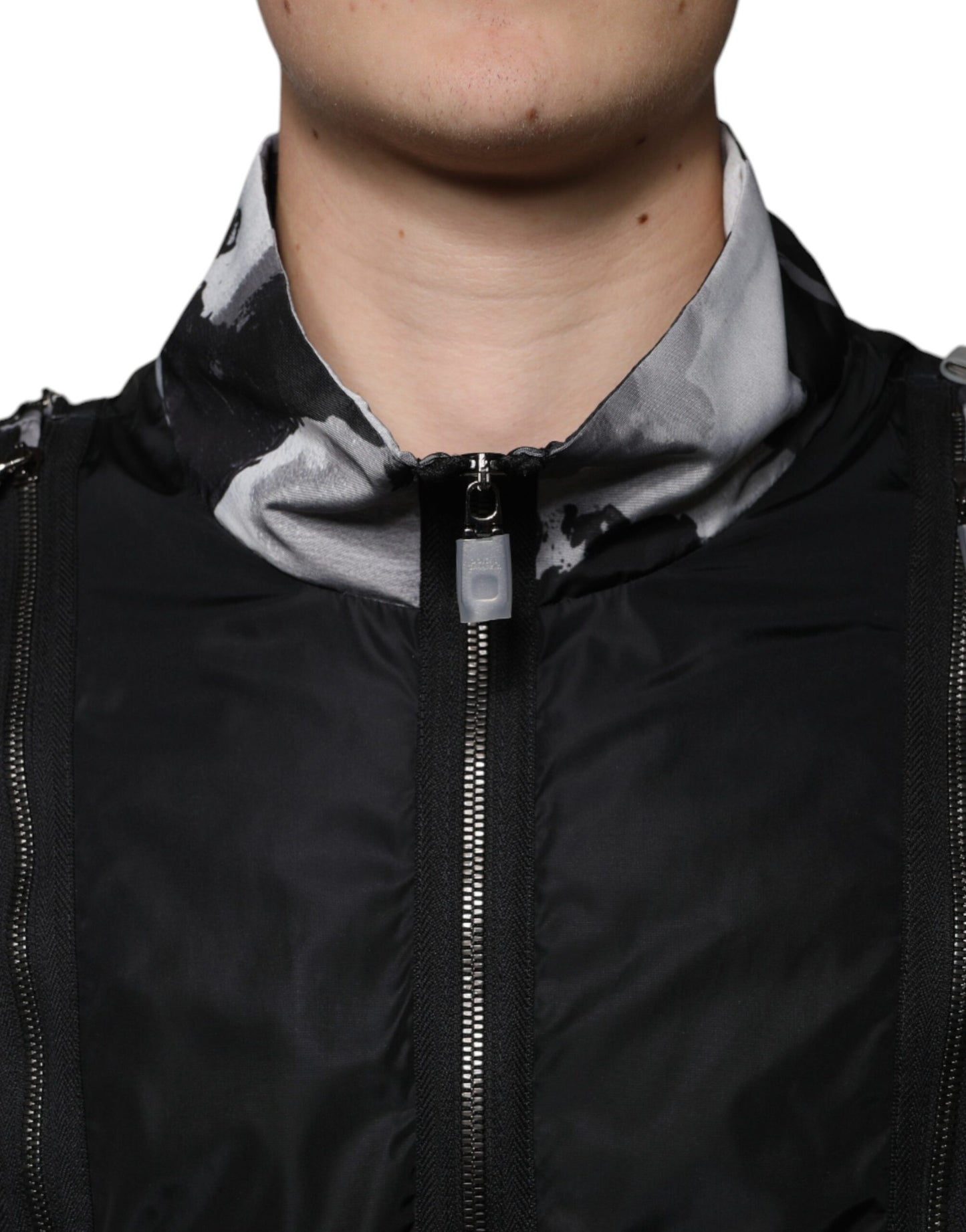 Dolce & Gabbana Black Nylon Full Zip Men Bomber Jacket Dolce & Gabbana