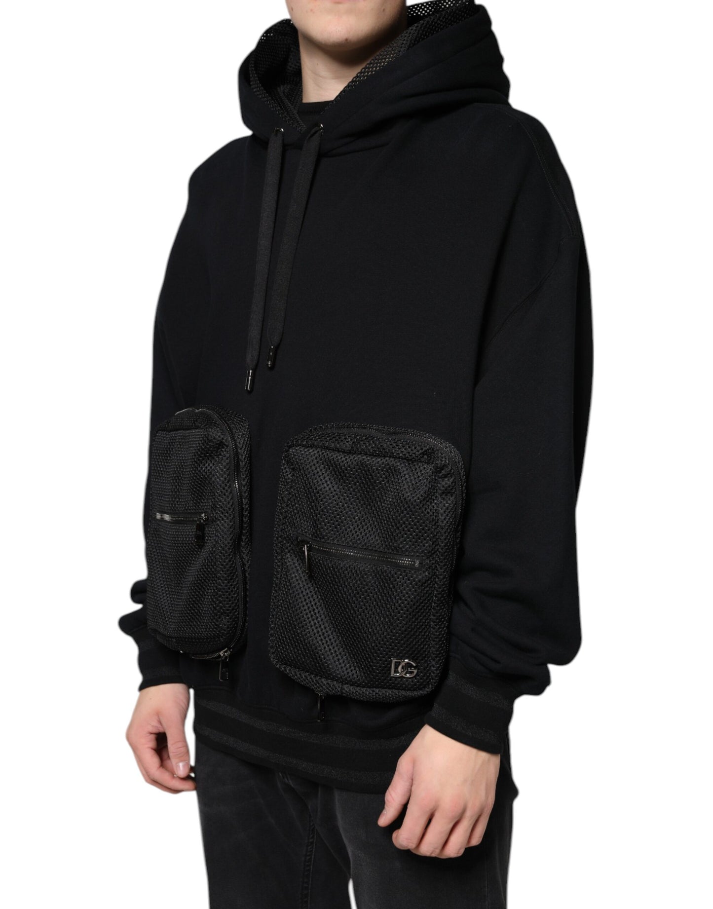 Dolce & Gabbana Black Hooded Pullover Men Sweatshirt Sweater Dolce & Gabbana