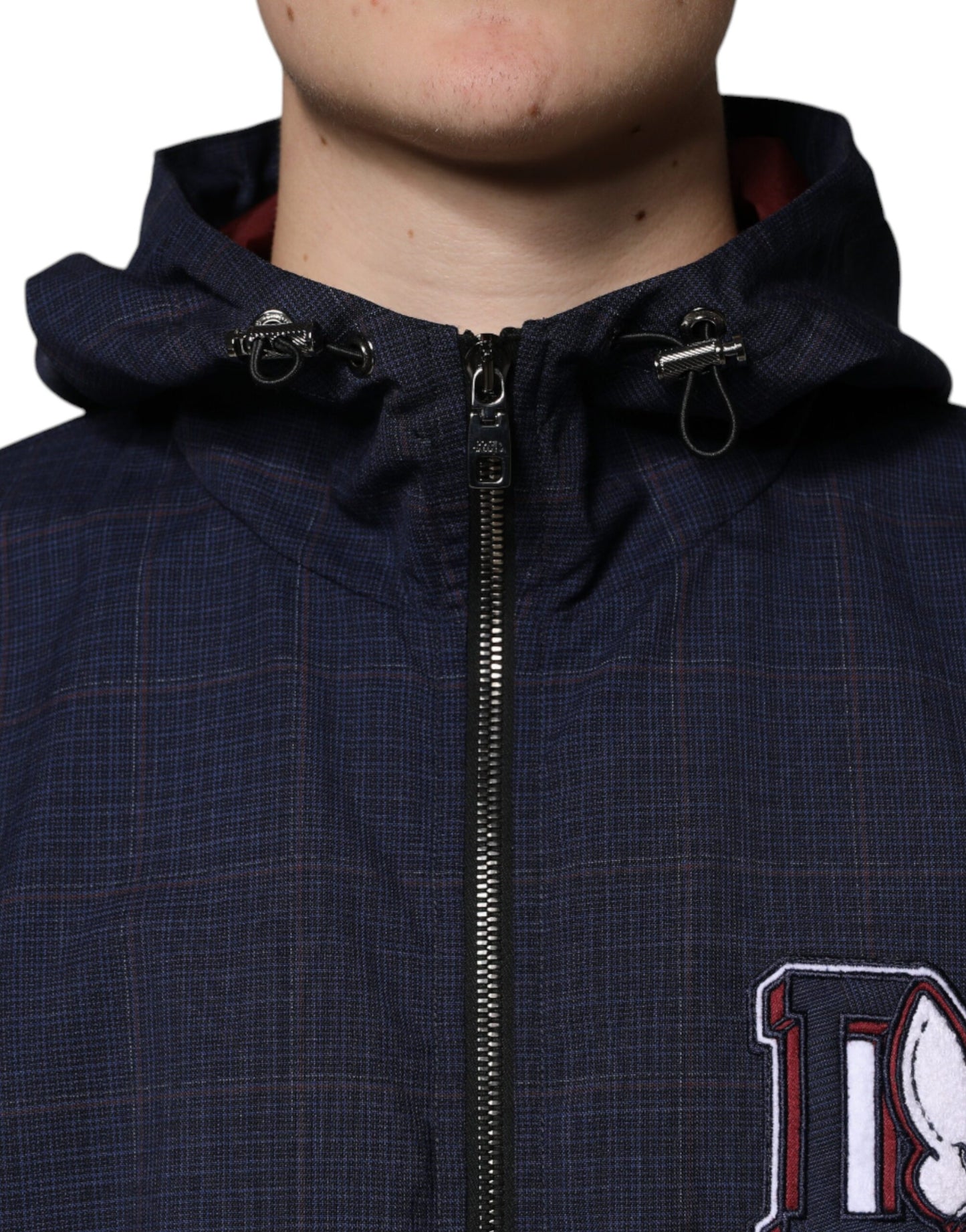 Dolce & Gabbana Blue Logo Full Zip Hooded Men Bomber Jacket Dolce & Gabbana