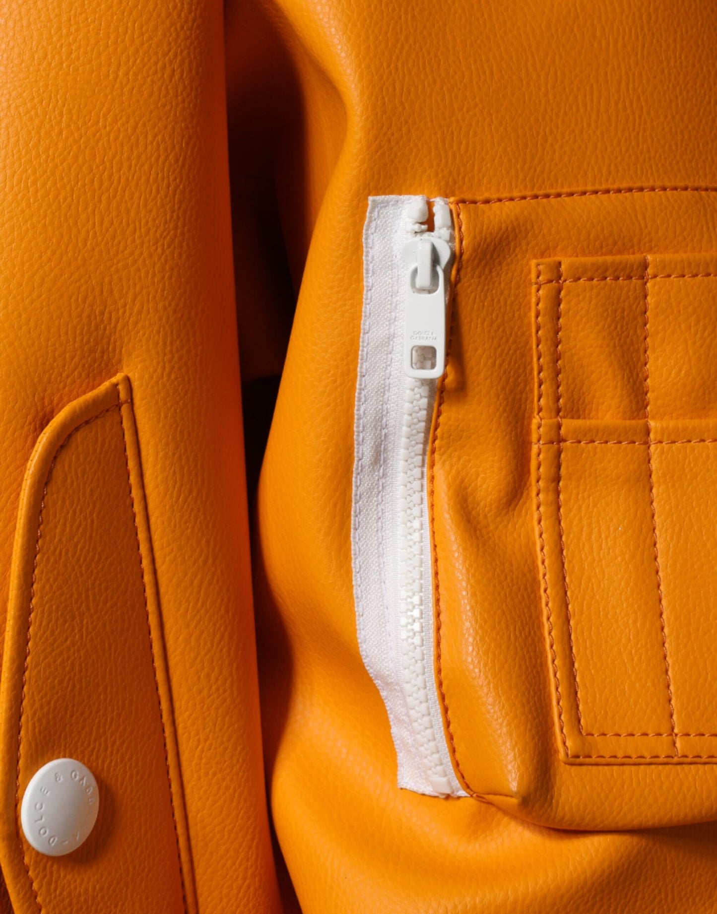 Dolce & Gabbana Orange White Full Zip Jersey Bomber Jacket Dolce & Gabbana