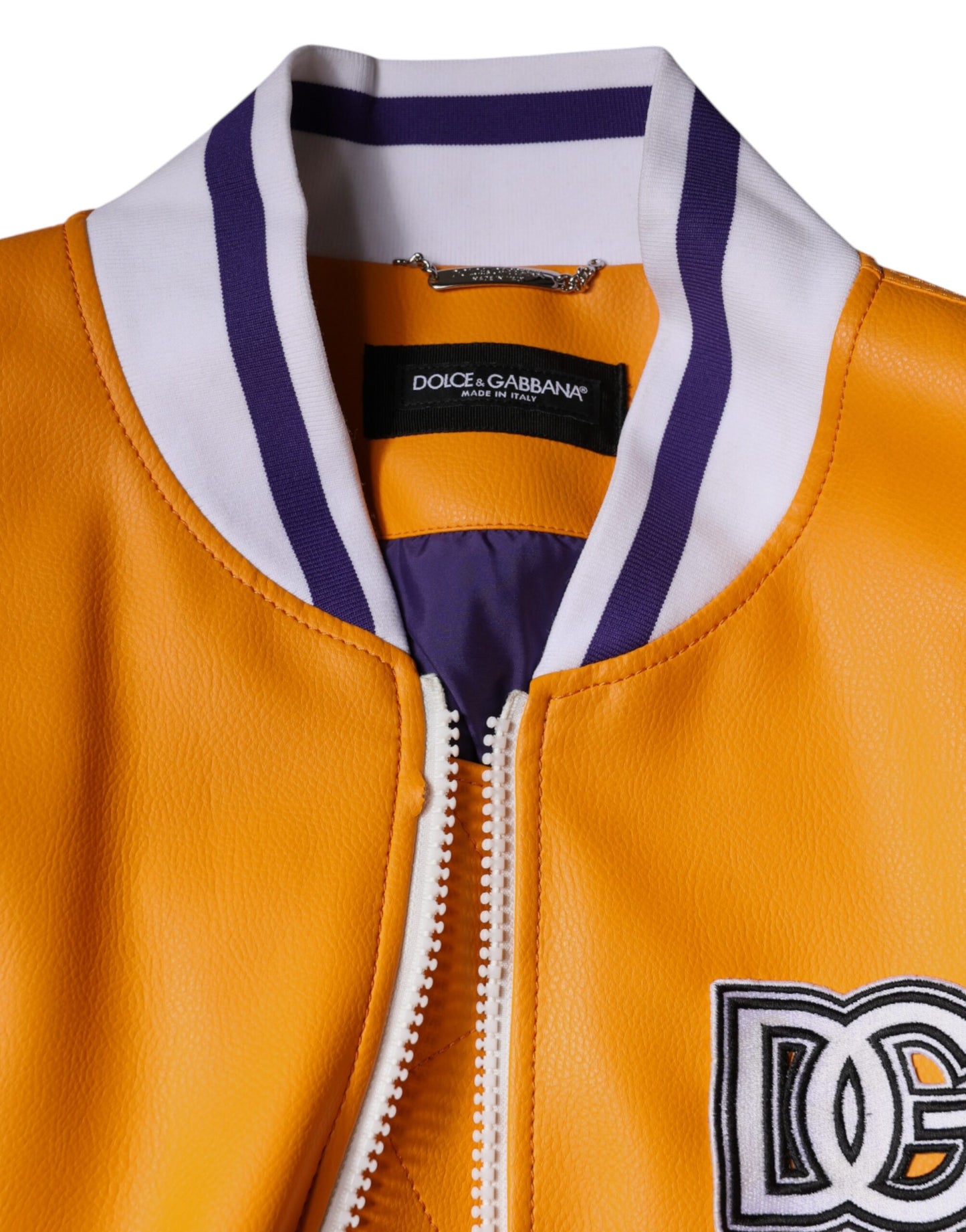 Dolce & Gabbana Orange White Full Zip Jersey Bomber Jacket Dolce & Gabbana
