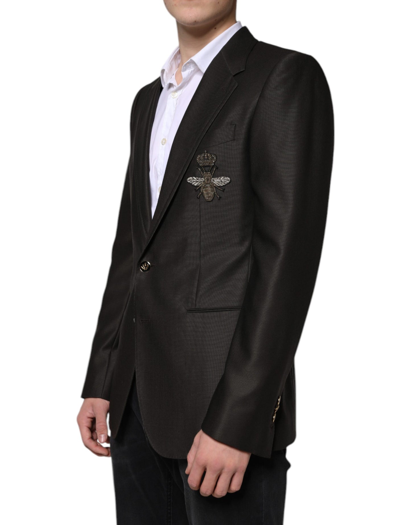 Dolce & Gabbana Blazer Brown Green Bee Wool Jacket Coat Dolce & Gabbana