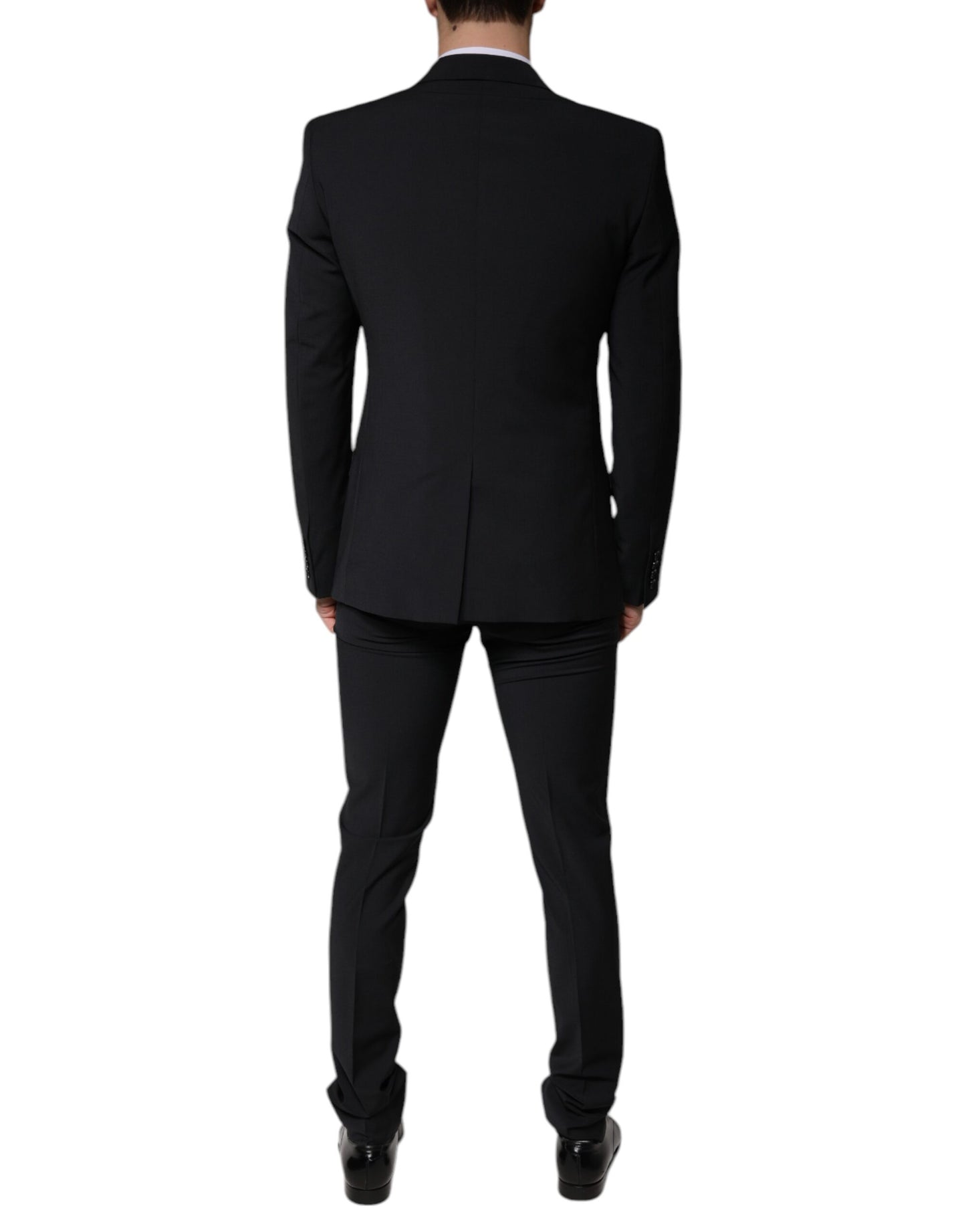 Dolce & Gabbana Black Wool 3 Piece Slim Fit Formal Men Suit Dolce & Gabbana