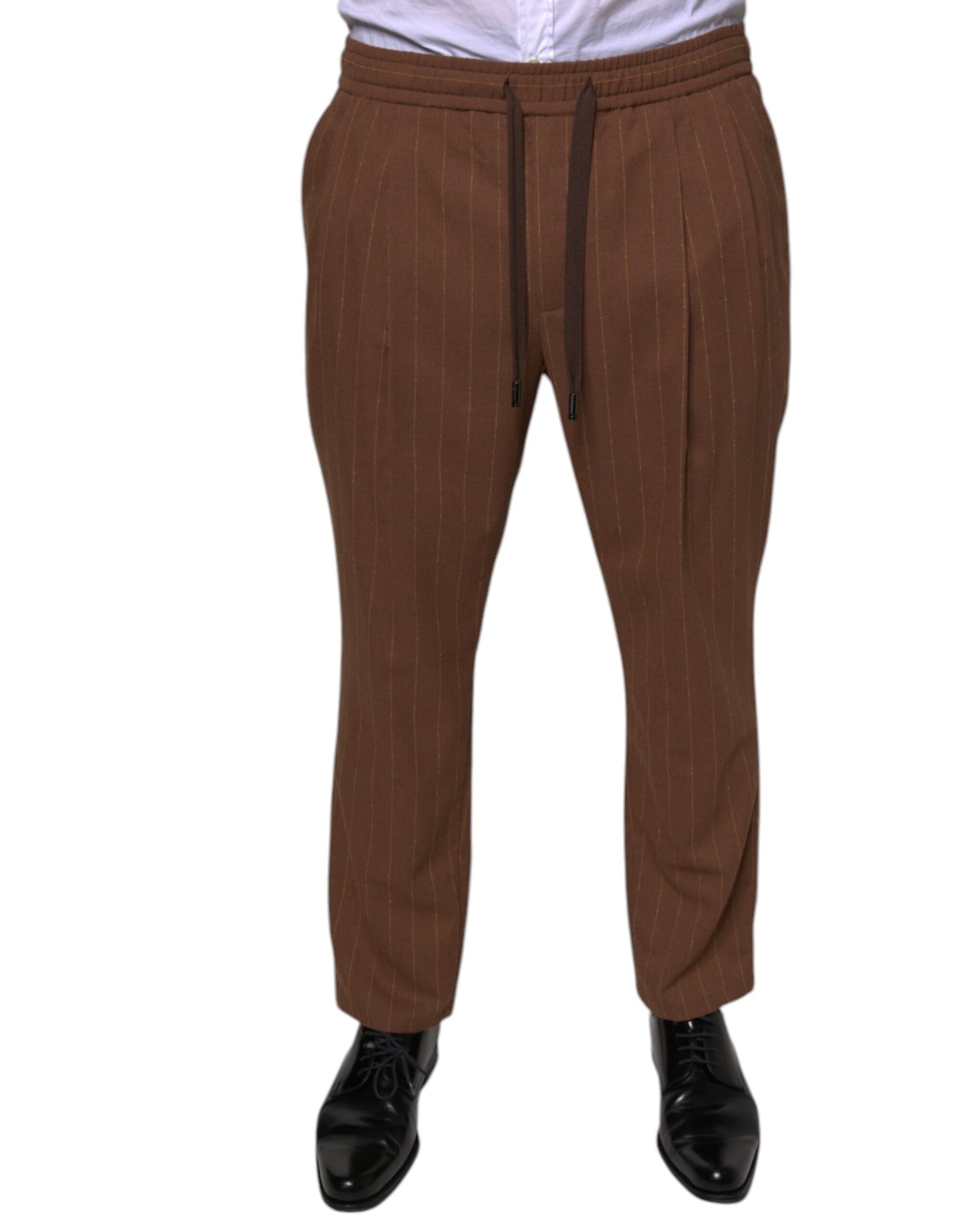 Dolce & Gabbana Brown Stripes Skinny Men Dress Pants Dolce & Gabbana