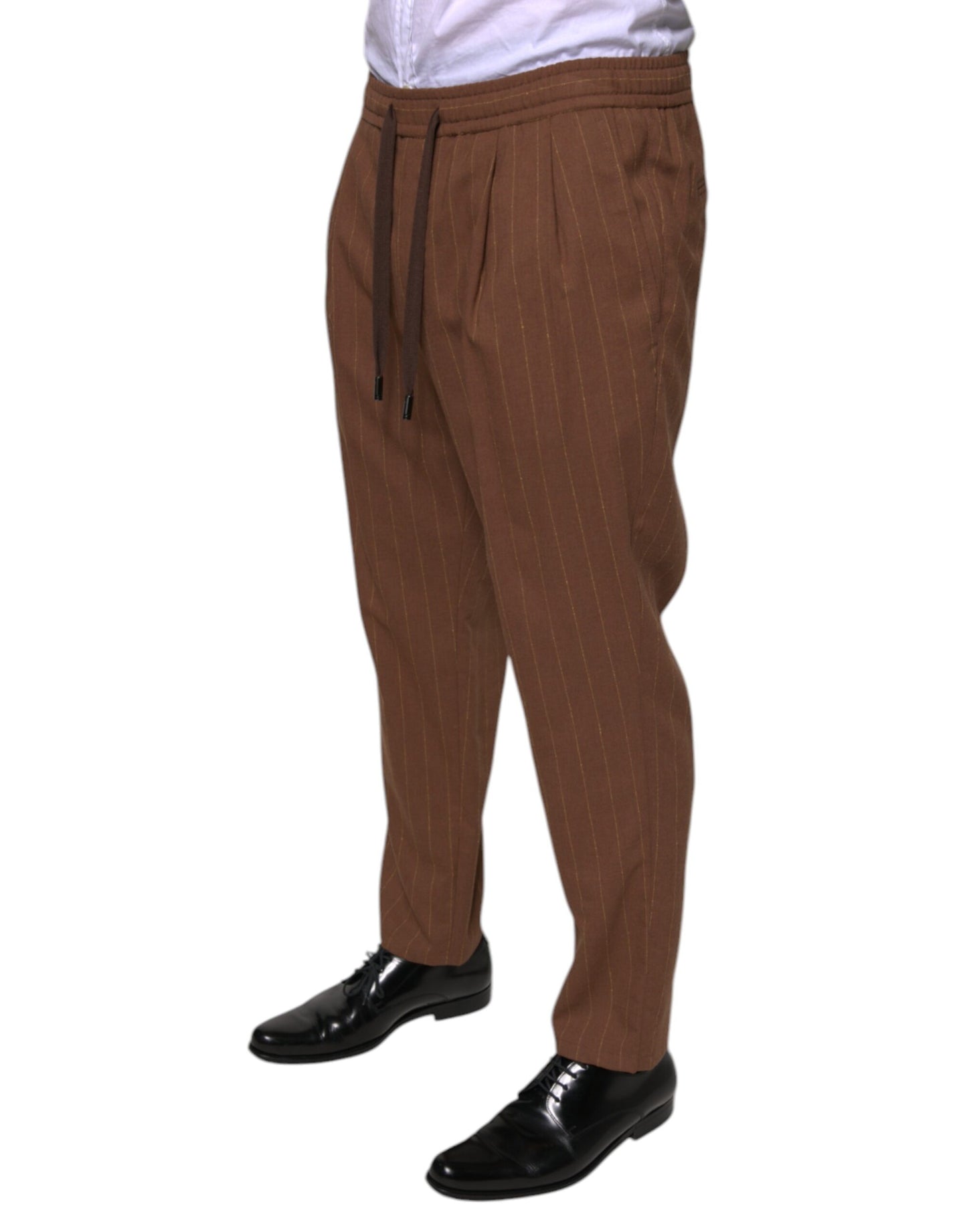 Dolce & Gabbana Brown Stripes Skinny Men Dress Pants Dolce & Gabbana