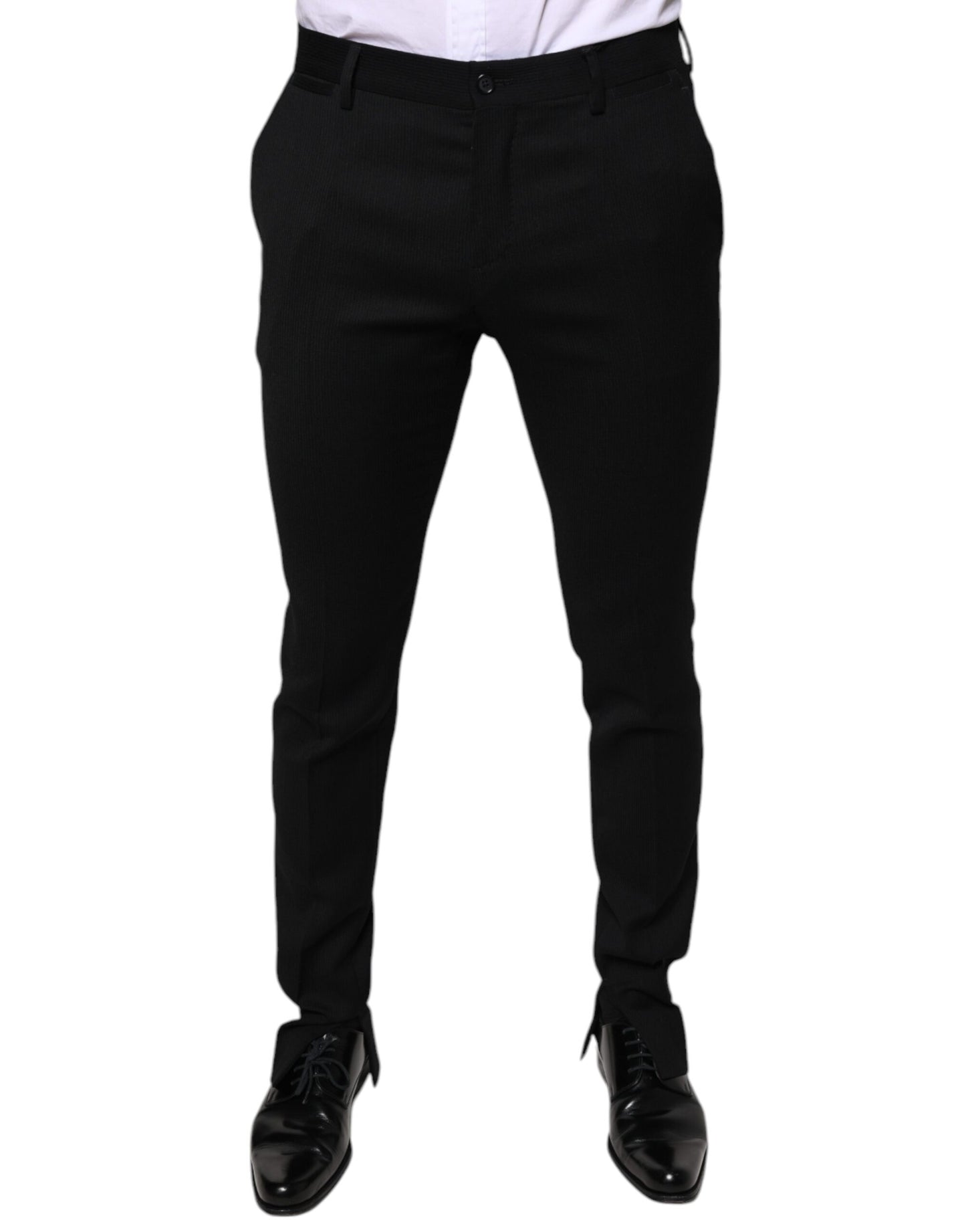 Dolce & Gabbana Black Wool Skinny Formal Dress Pants Dolce & Gabbana