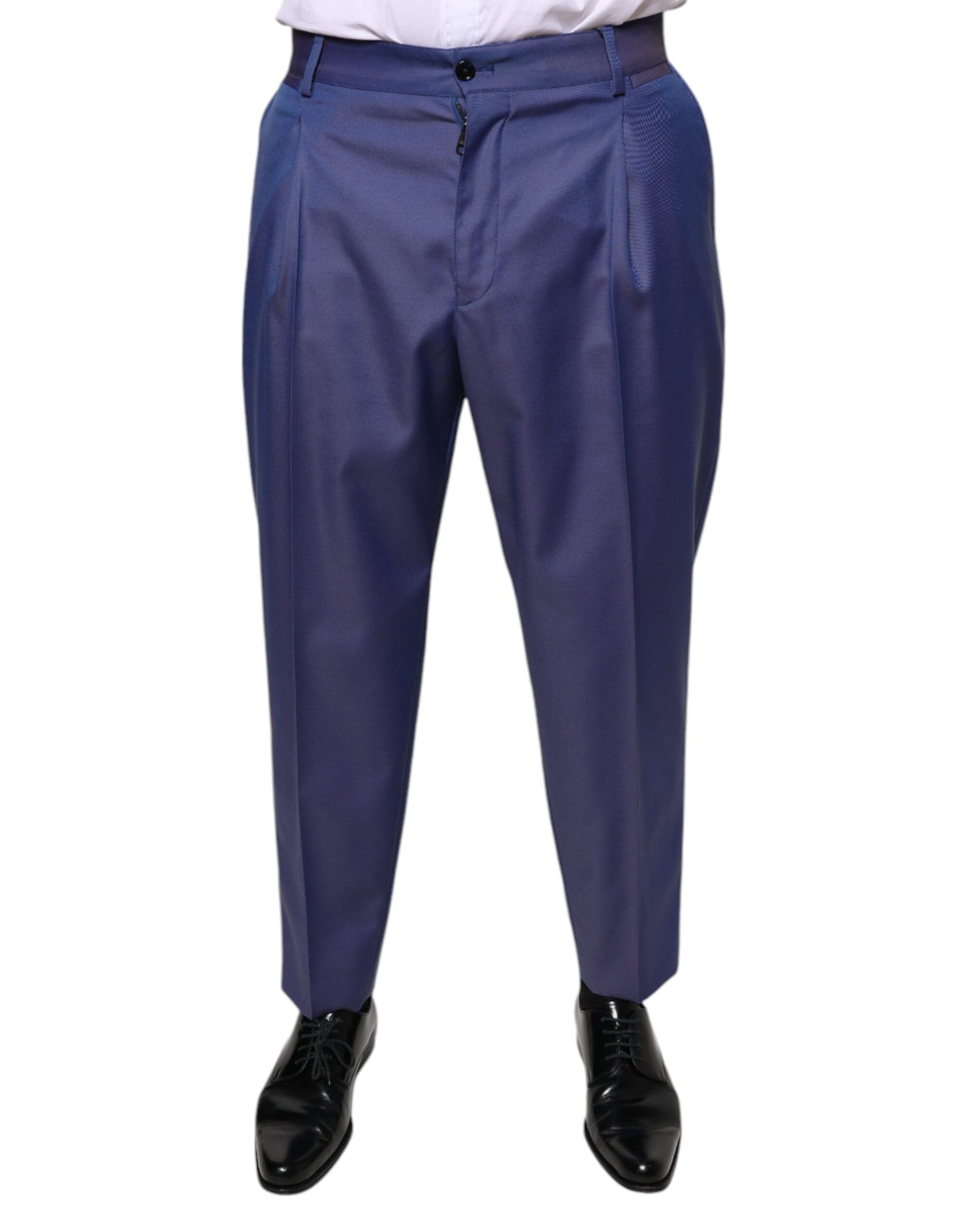 Dolce & Gabbana Blue Wool Tapered Formal Dress Pants Dolce & Gabbana