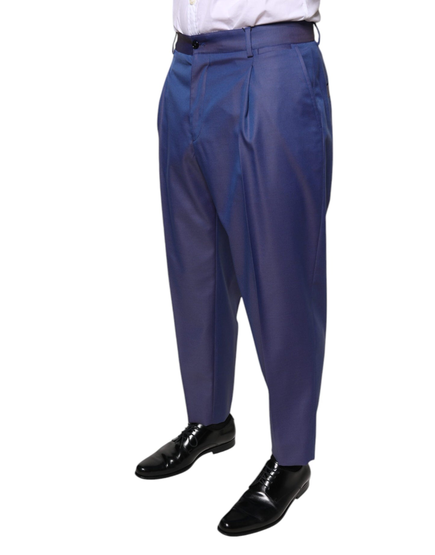 Dolce & Gabbana Blue Wool Tapered Formal Dress Pants Dolce & Gabbana