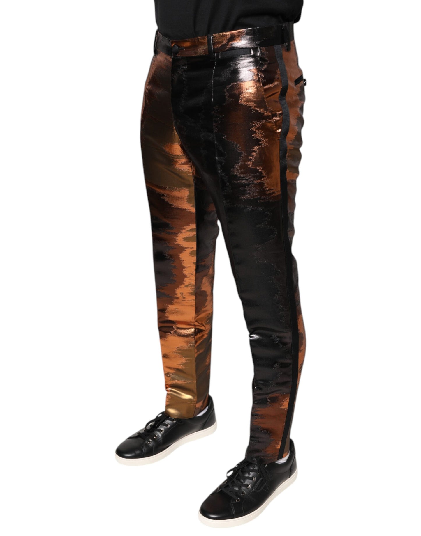Dolce & Gabbana Multicolor Jacquard Skinny Men Pants Dolce & Gabbana