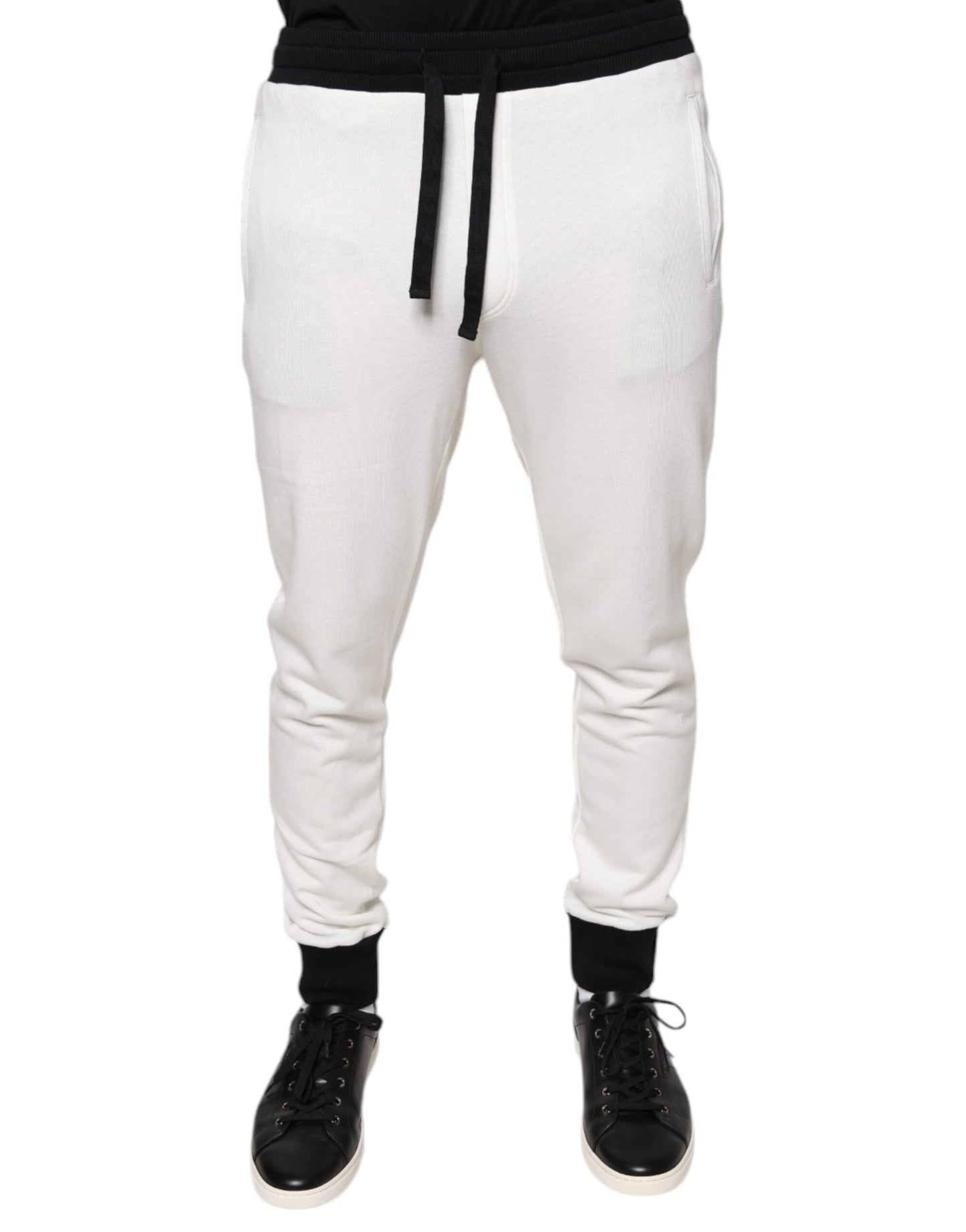 Dolce & Gabbana White Cotton Slim Men Jogger Sweatpants Pants Dolce & Gabbana