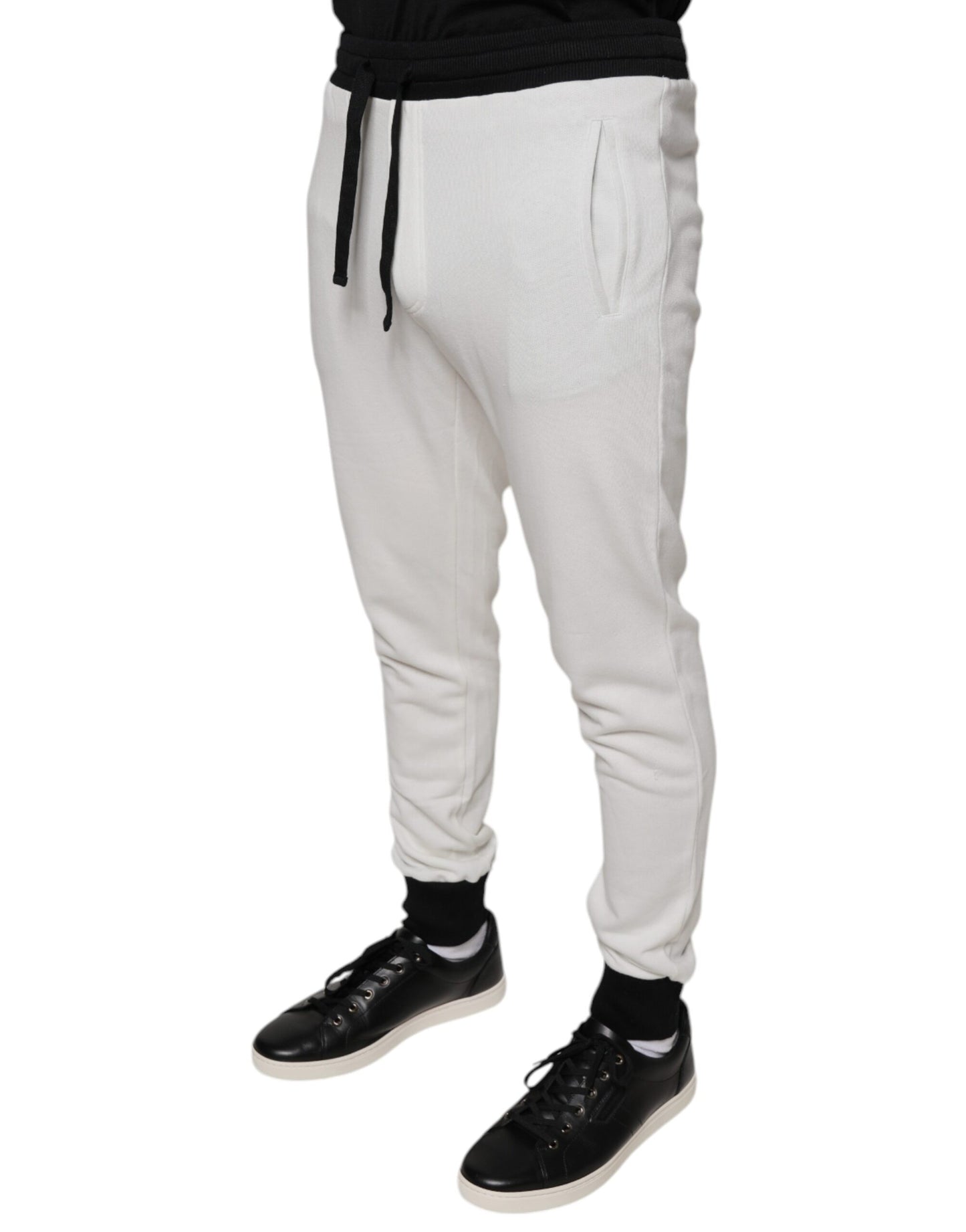 Dolce & Gabbana White Cotton Slim Men Jogger Sweatpants Pants Dolce & Gabbana