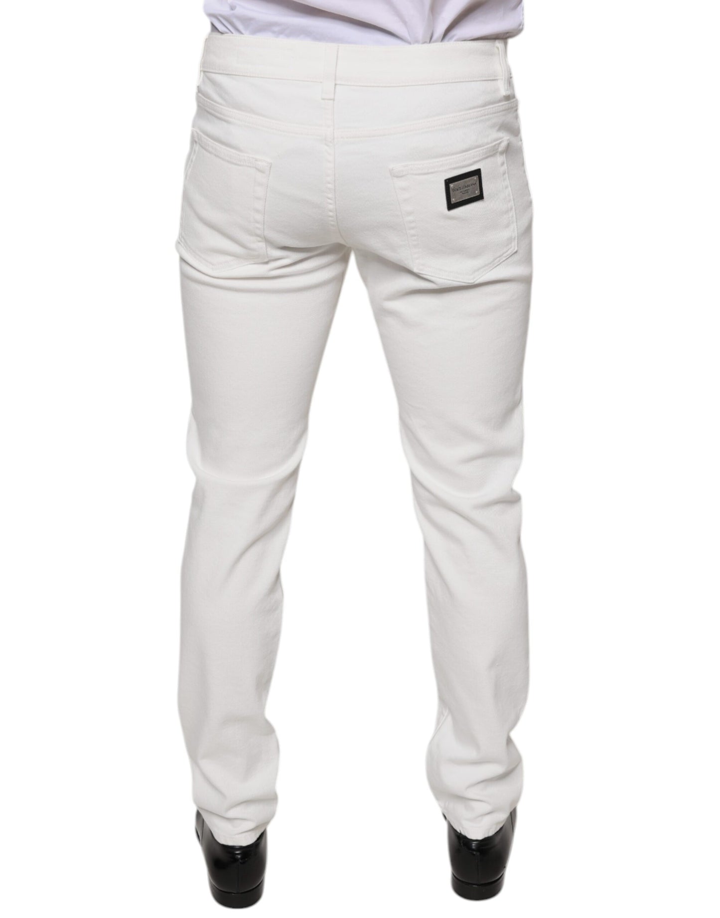 Dolce & Gabbana White Cotton Skinny Slim Men Denim Jeans Dolce & Gabbana
