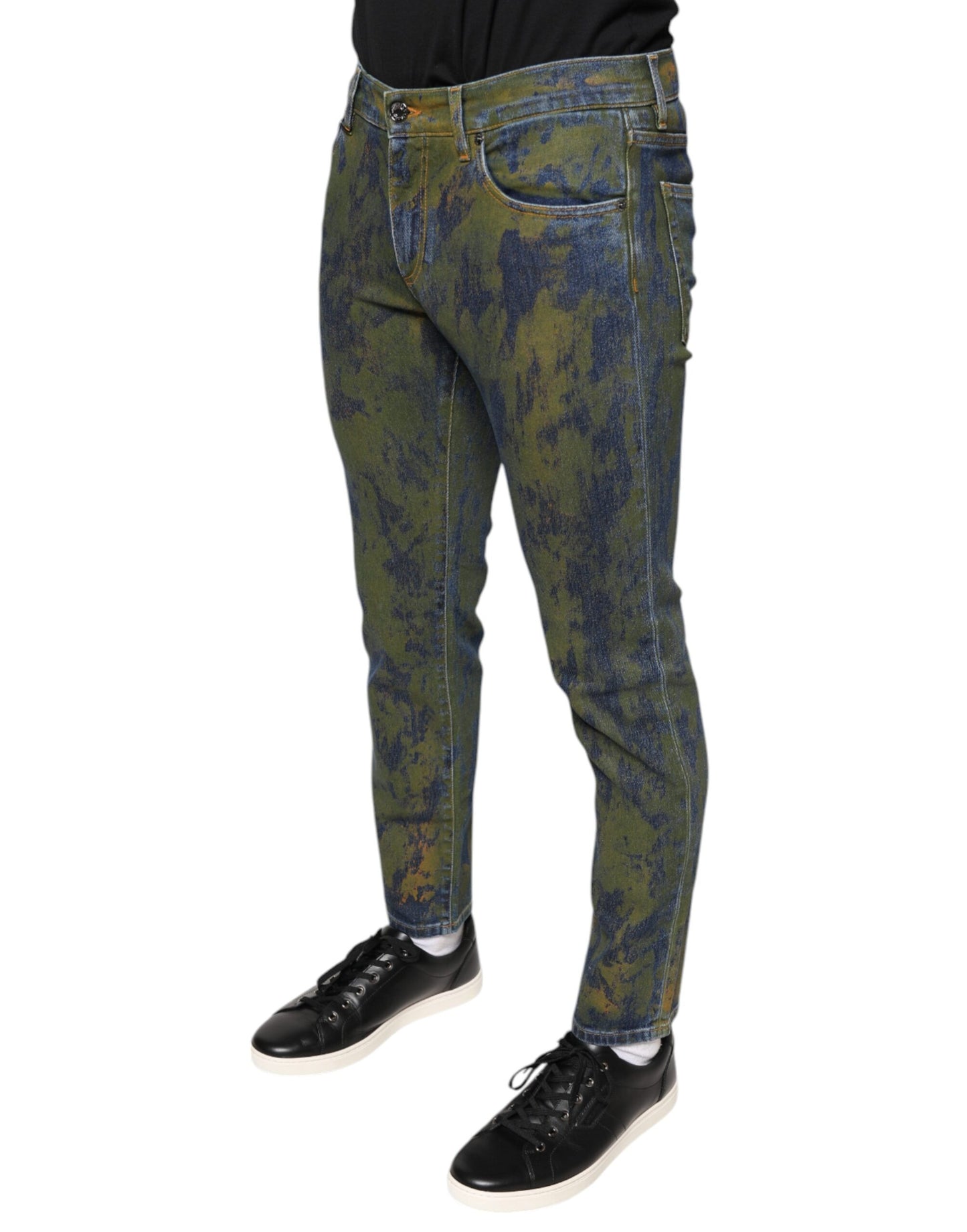 Dolce & Gabbana Blue Cotton Dye Slim Fit Men Denim Jeans Dolce & Gabbana