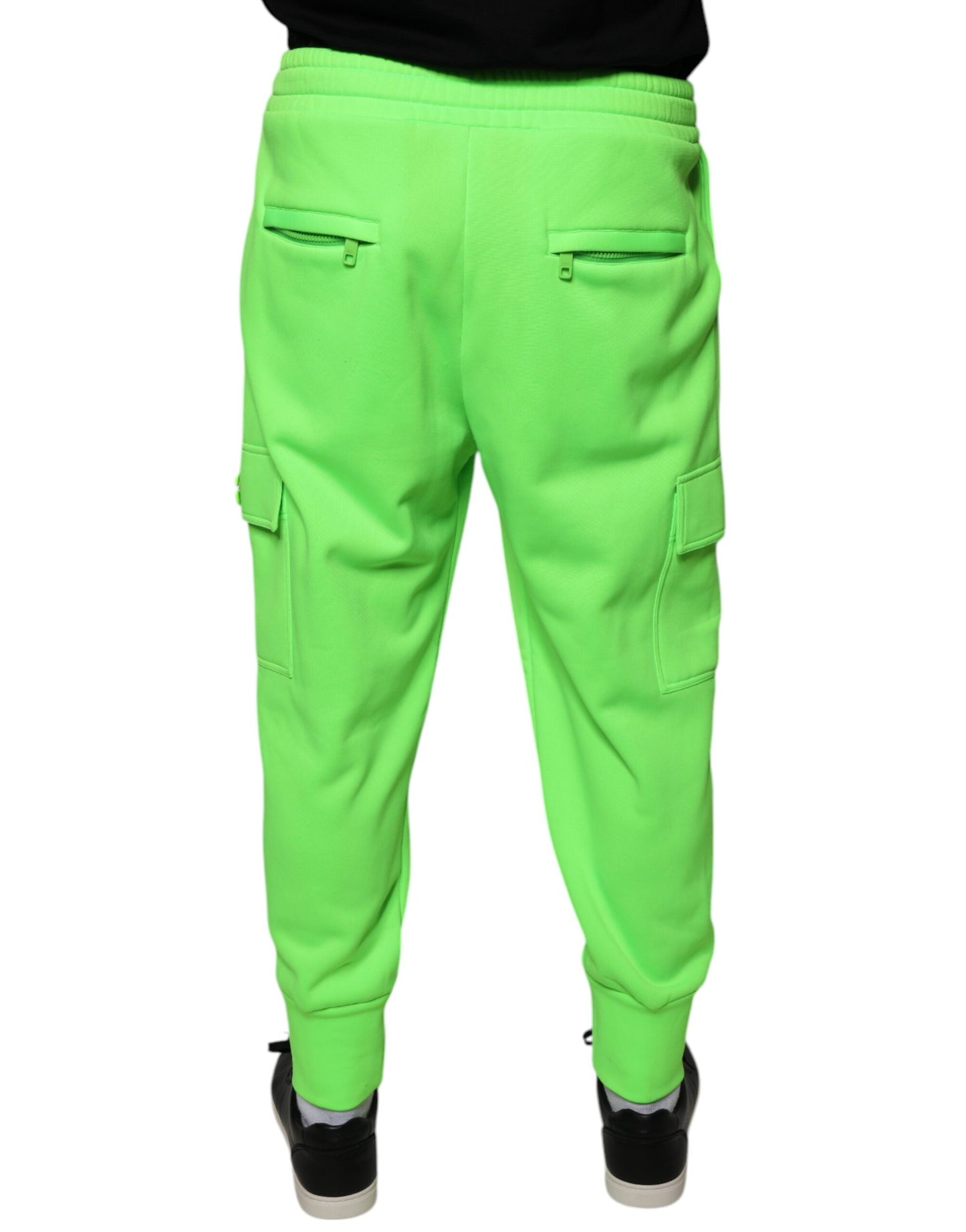 Dolce & Gabbana Neon Green Polyester Cargo Jogger Sweatpants Pants Dolce & Gabbana