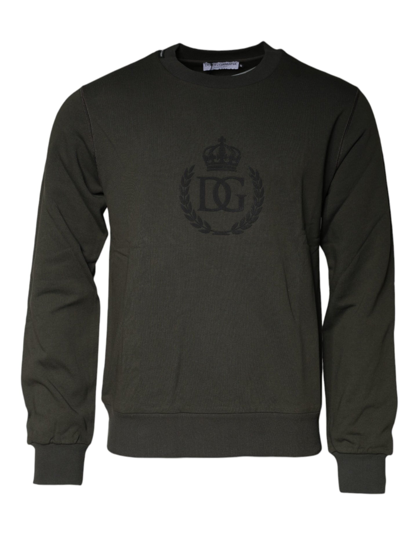 Dolce & Gabbana Army Green Crown Cotton Sweatshirt Sweater Dolce & Gabbana