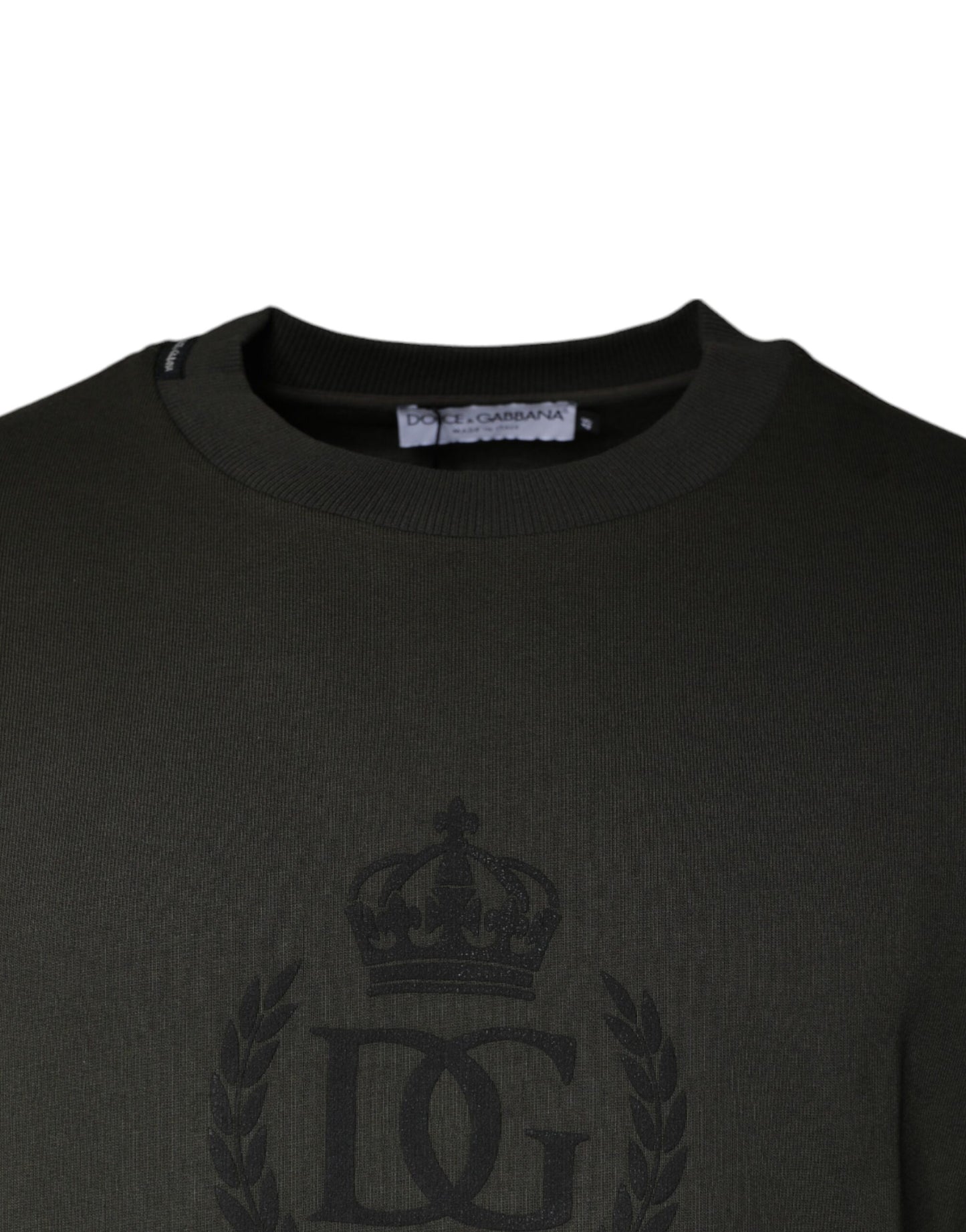 Dolce & Gabbana Army Green Crown Cotton Sweatshirt Sweater Dolce & Gabbana