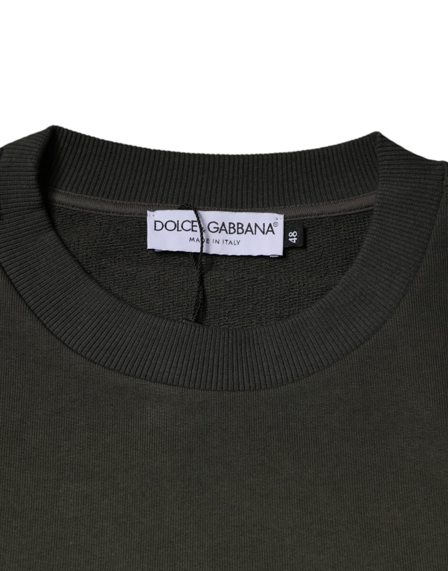 Dolce & Gabbana Army Green Crown Cotton Sweatshirt Sweater Dolce & Gabbana