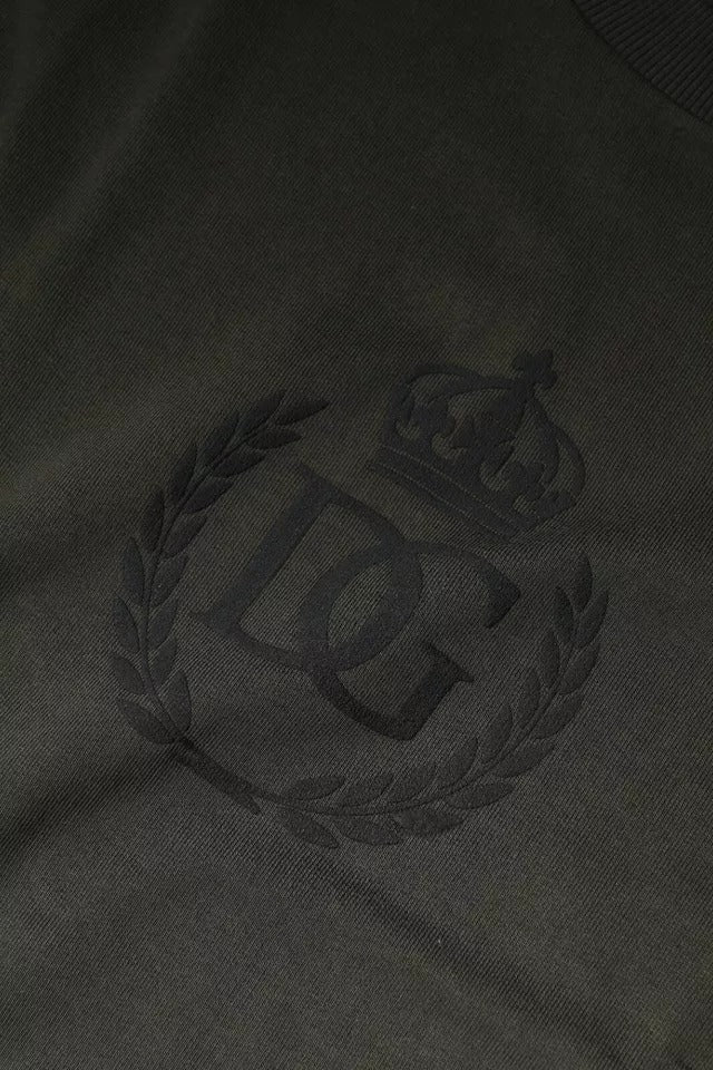 Dolce & Gabbana Army Green Crown Cotton Sweatshirt Sweater Dolce & Gabbana