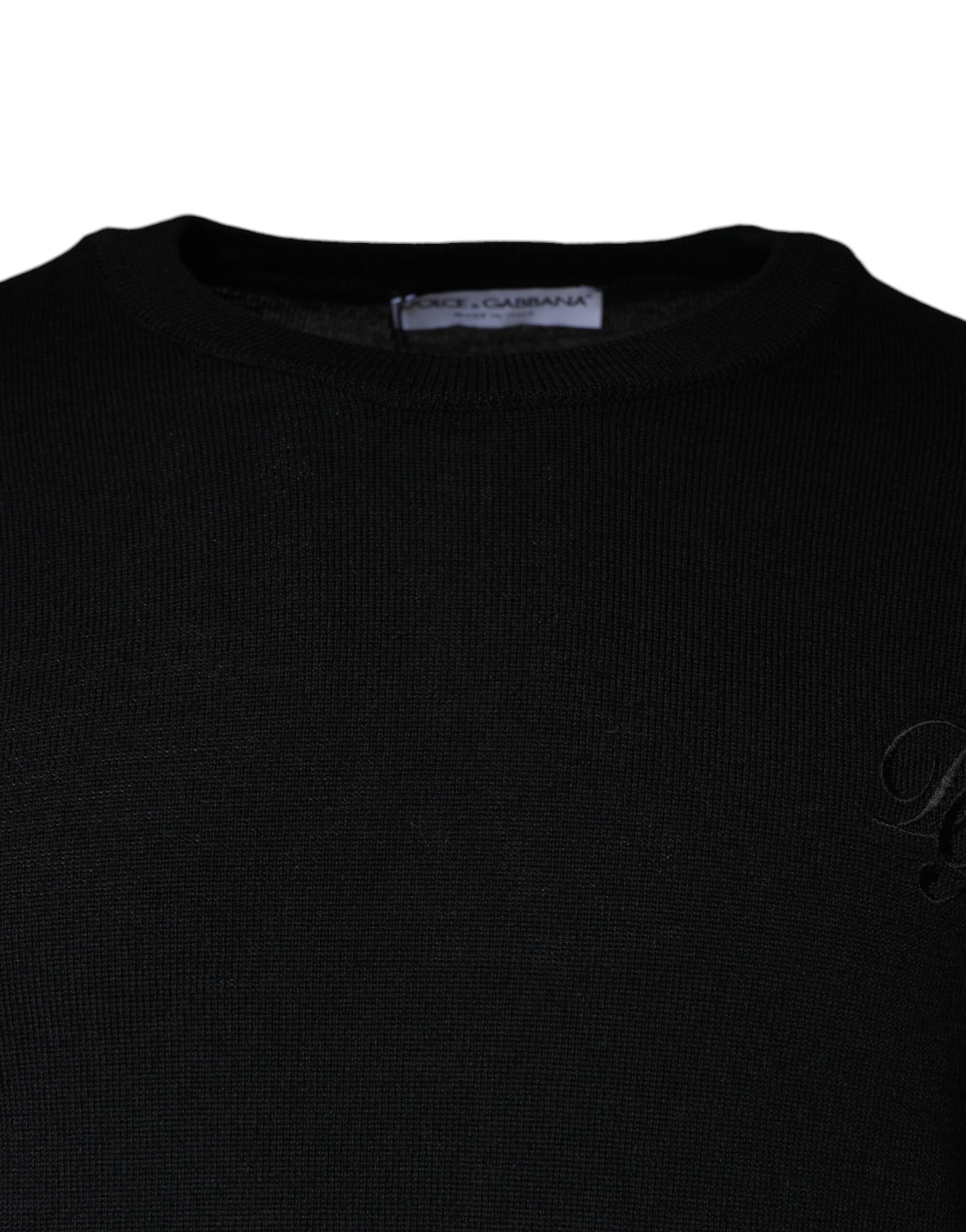 Dolce & Gabbana Black Wool Knit Crew Neck Pullover Sweater Dolce & Gabbana