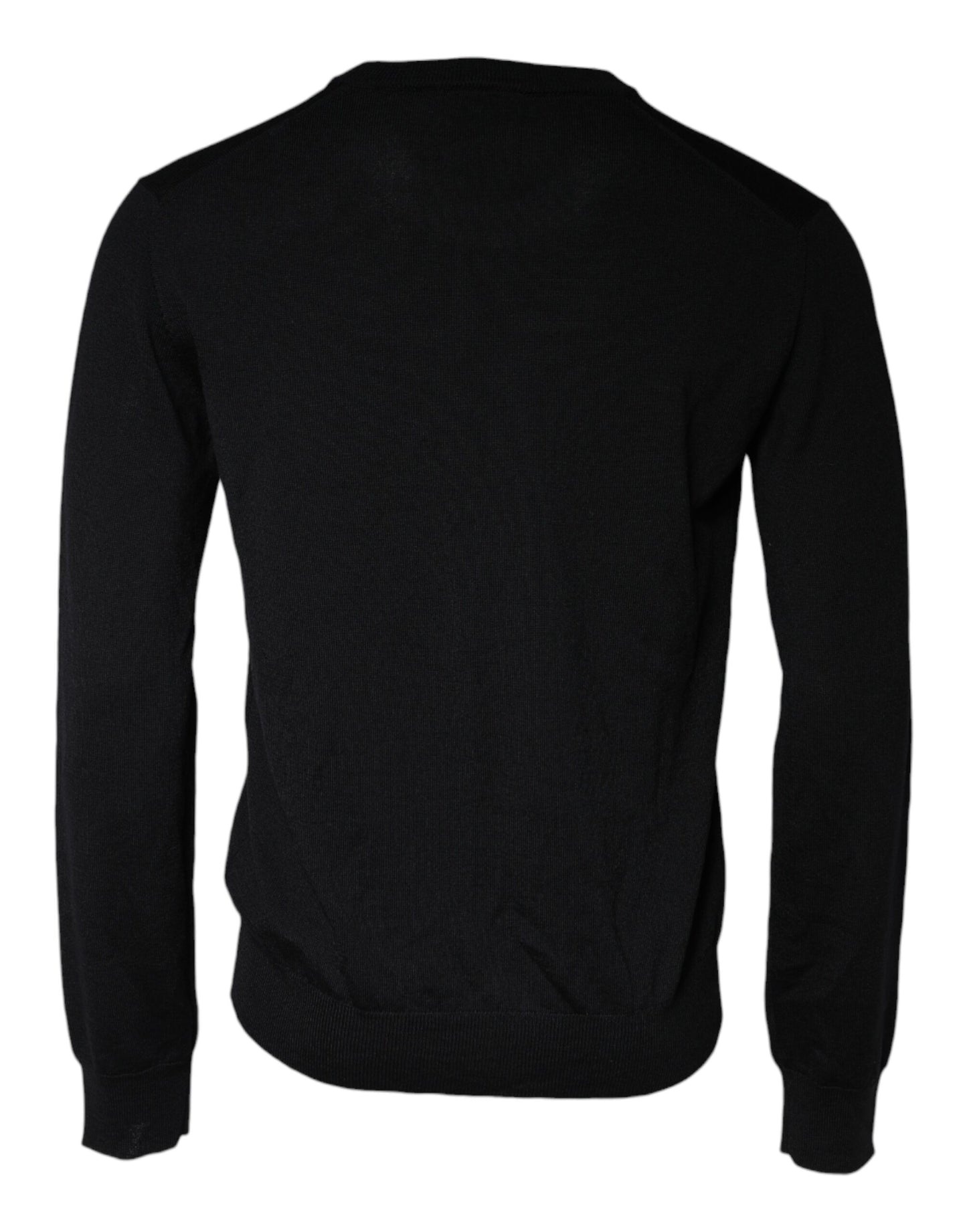 Dolce & Gabbana Black Wool Knit Crew Neck Pullover Sweater Dolce & Gabbana