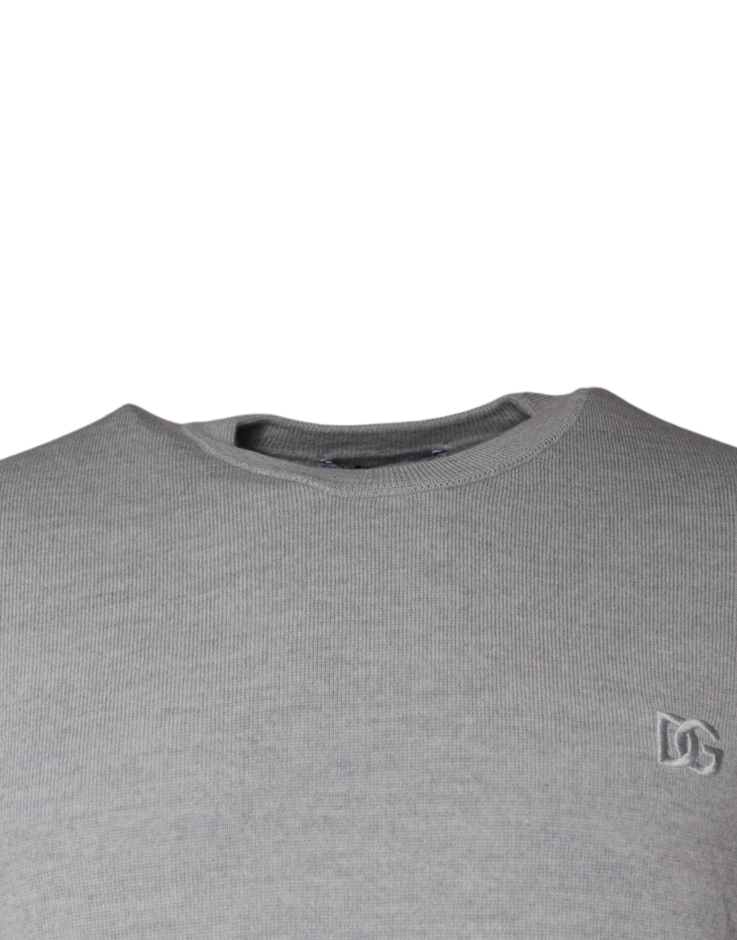 Dolce & Gabbana Light Gray Wool Crew Neck Pullover Sweater Dolce & Gabbana