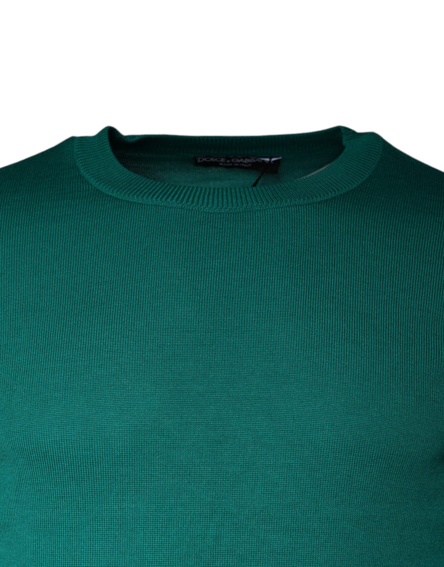 Dolce & Gabbana Green Wool Knit Crew Neck Pullover Sweater Dolce & Gabbana