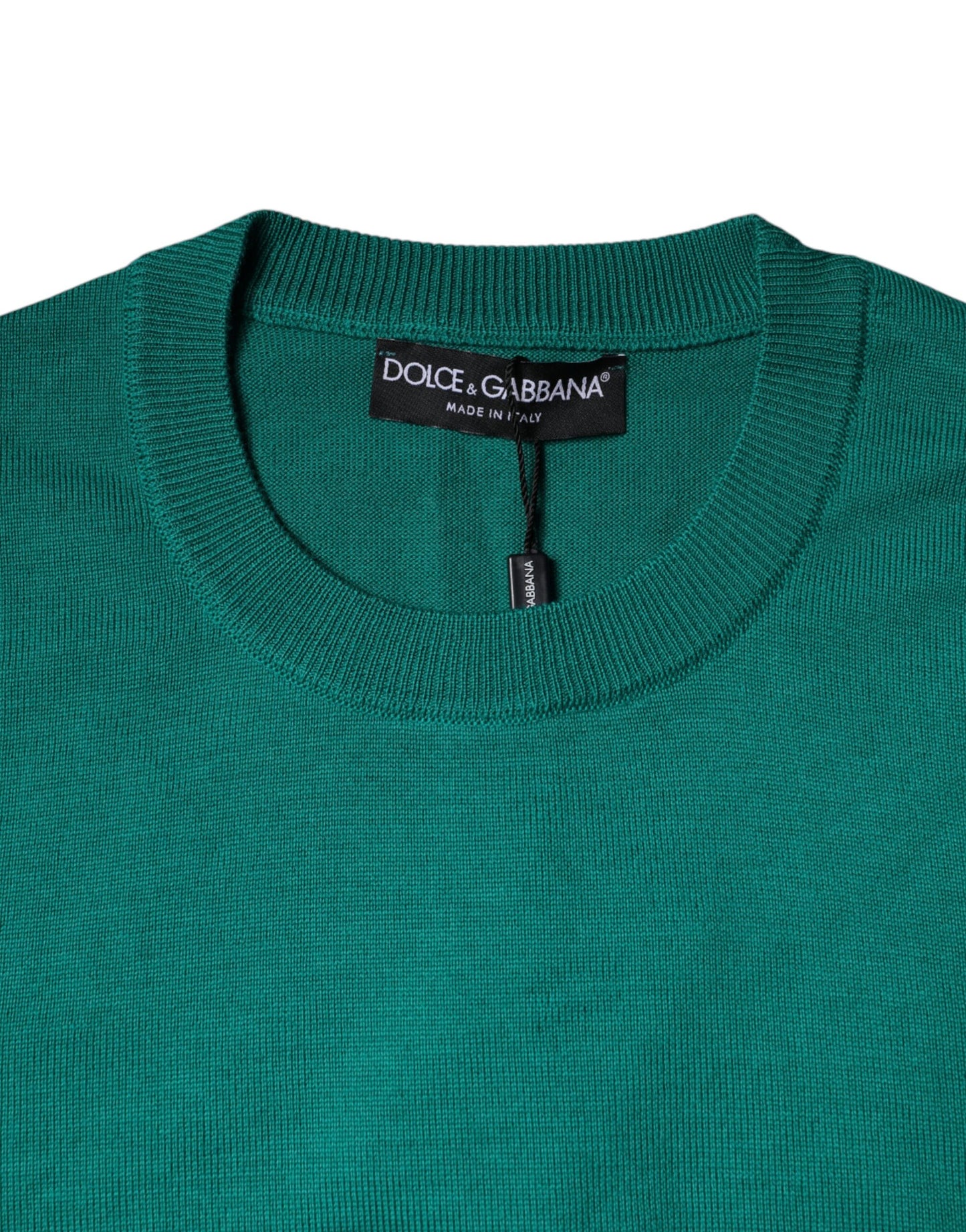 Dolce & Gabbana Green Wool Knit Crew Neck Pullover Sweater Dolce & Gabbana