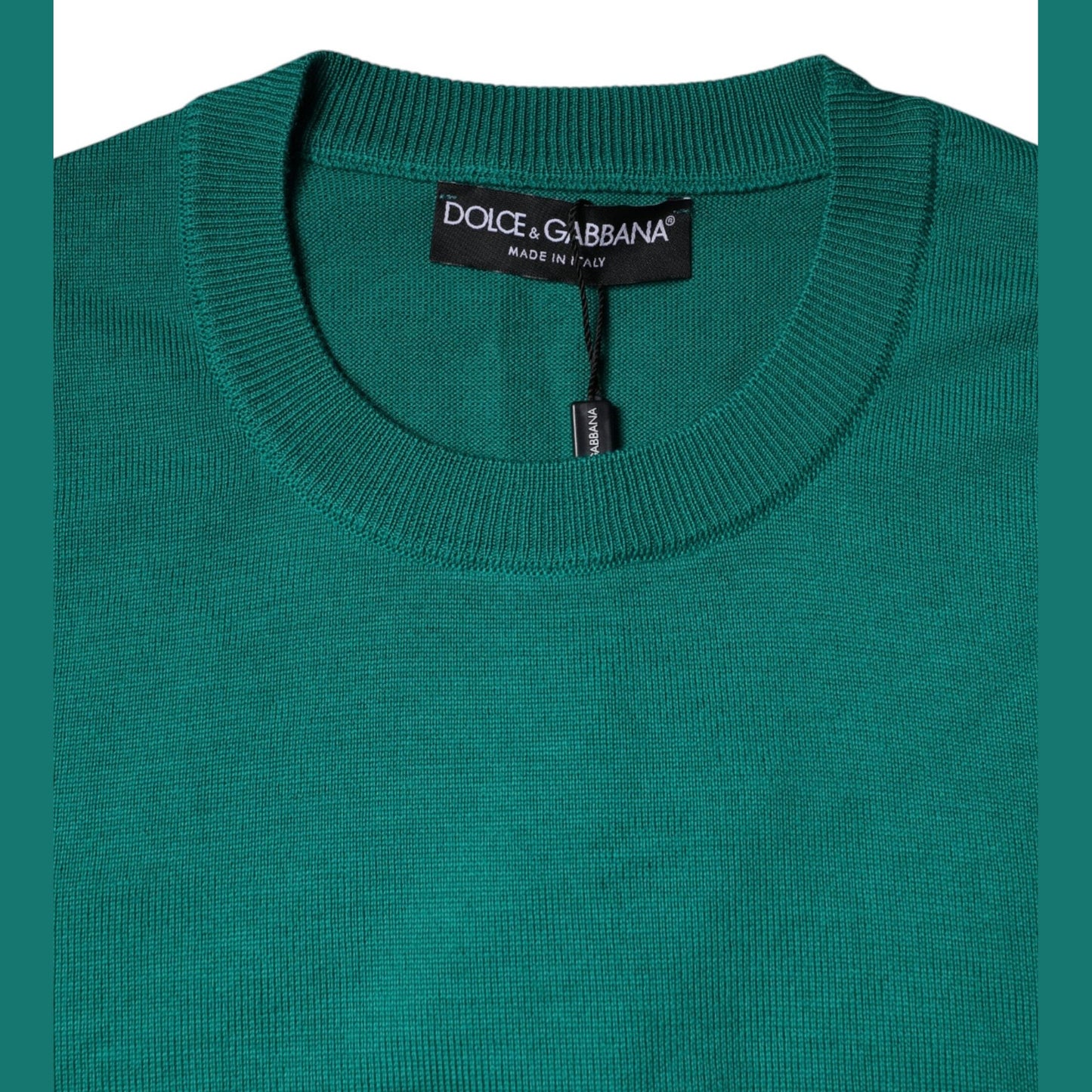 Dolce & Gabbana Green Wool Knit Crew Neck Pullover Sweater