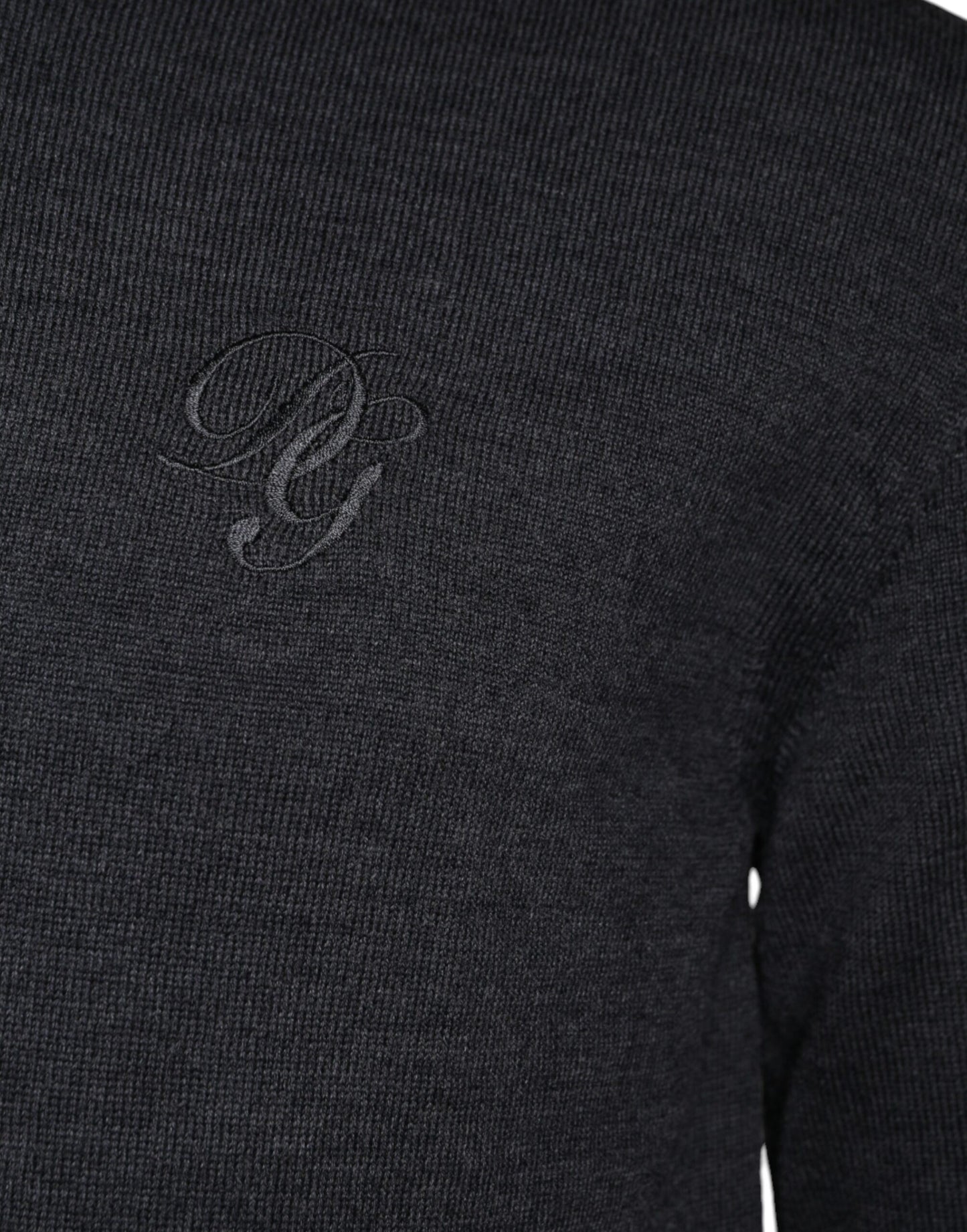 Dolce & Gabbana Dark Gray Wool Crew Neck Pullover Sweater Dolce & Gabbana