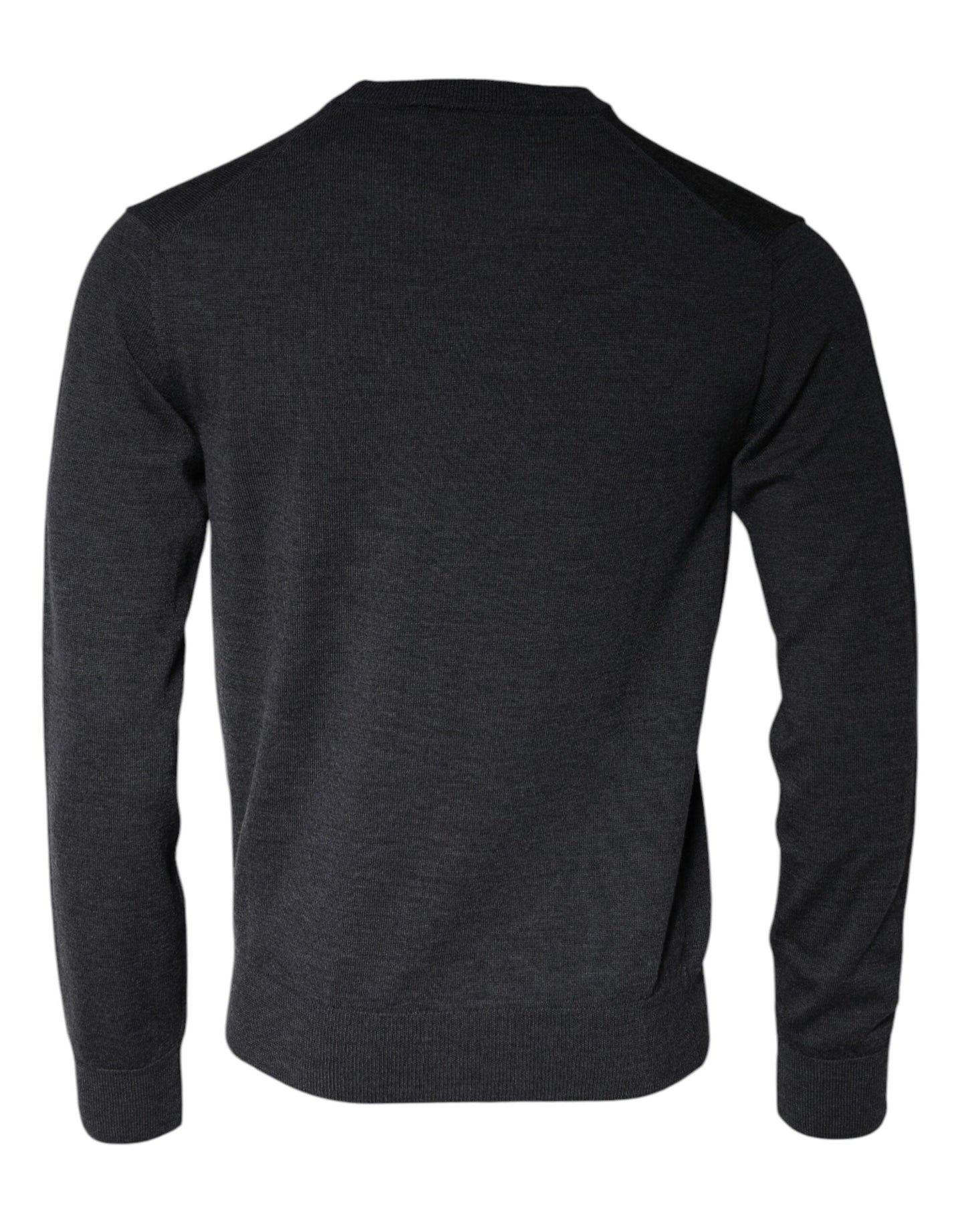 Dolce & Gabbana Dark Gray Wool Crew Neck Pullover Sweater Dolce & Gabbana