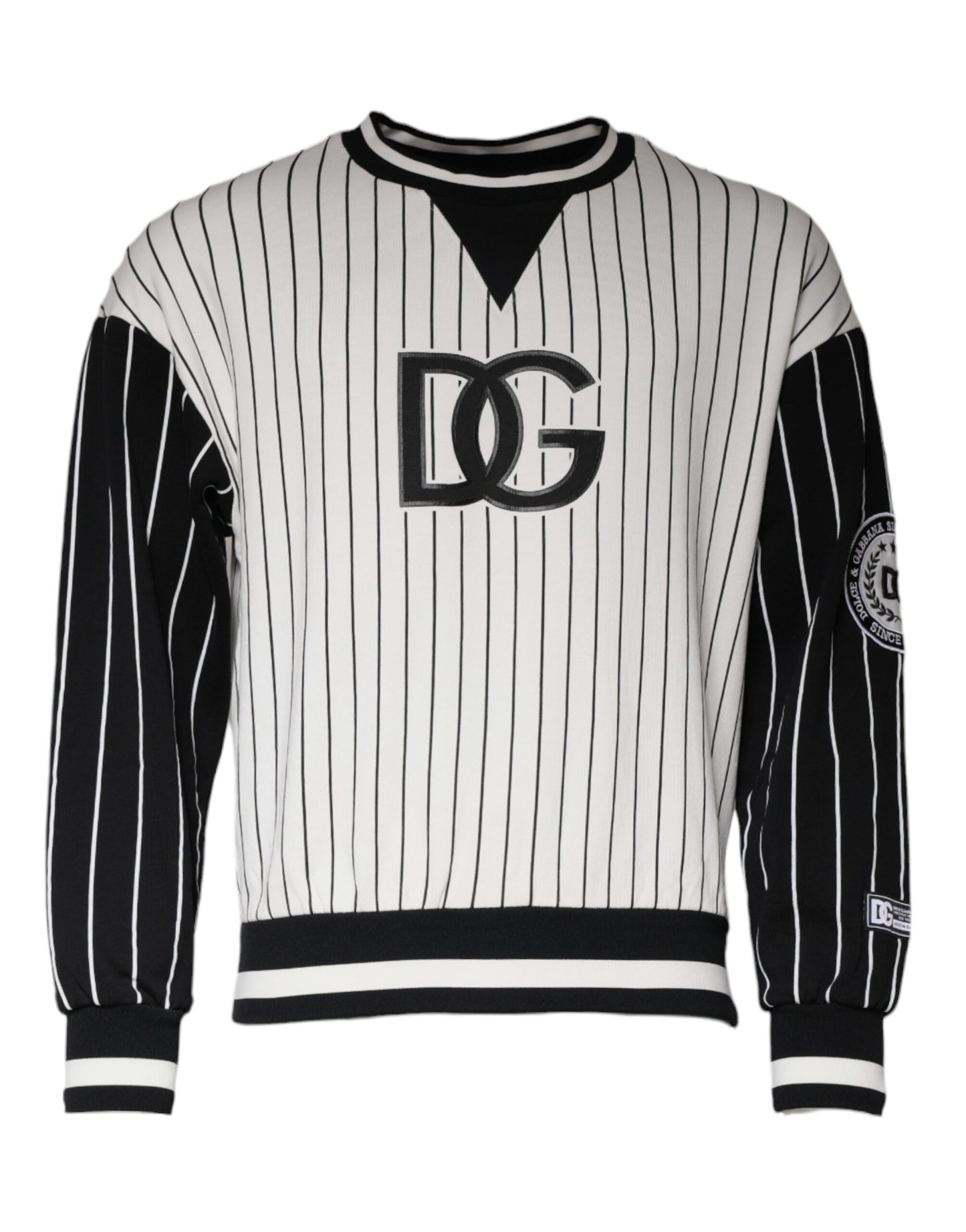 Dolce & Gabbana Black White Stripes Logo Sweatshirt Sweater Dolce & Gabbana