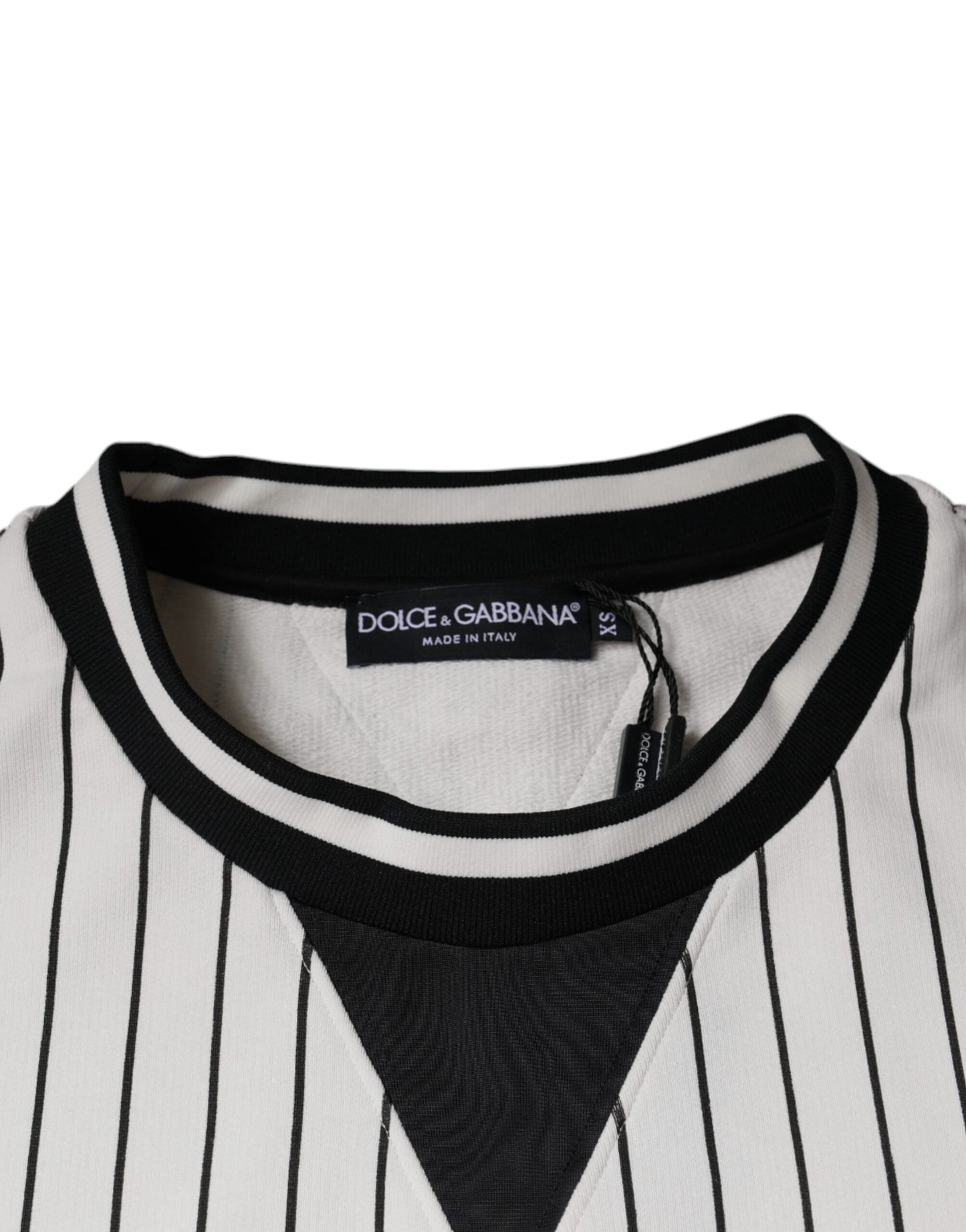 Dolce & Gabbana Black White Stripes Logo Sweatshirt Sweater Dolce & Gabbana