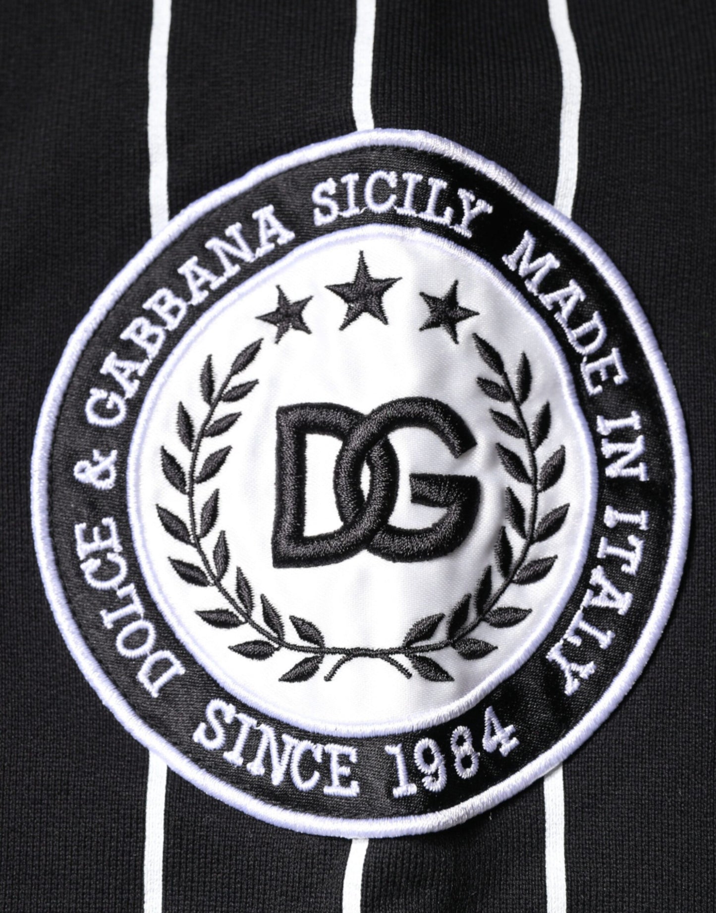 Dolce & Gabbana Black White Stripes Logo Sweatshirt Sweater Dolce & Gabbana