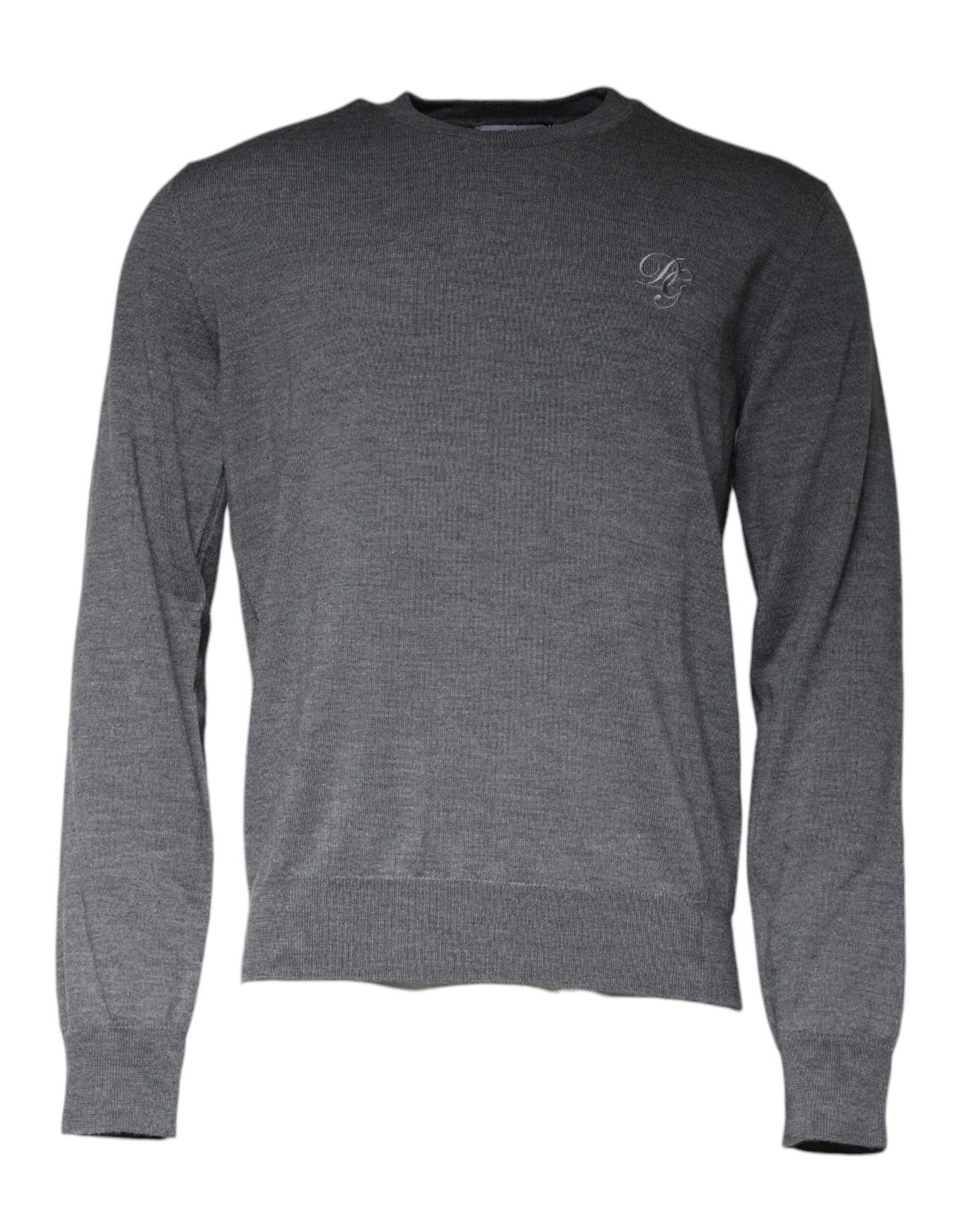 Dolce & Gabbana Dark Gray Wool Crew Neck Pullover Sweater Dolce & Gabbana