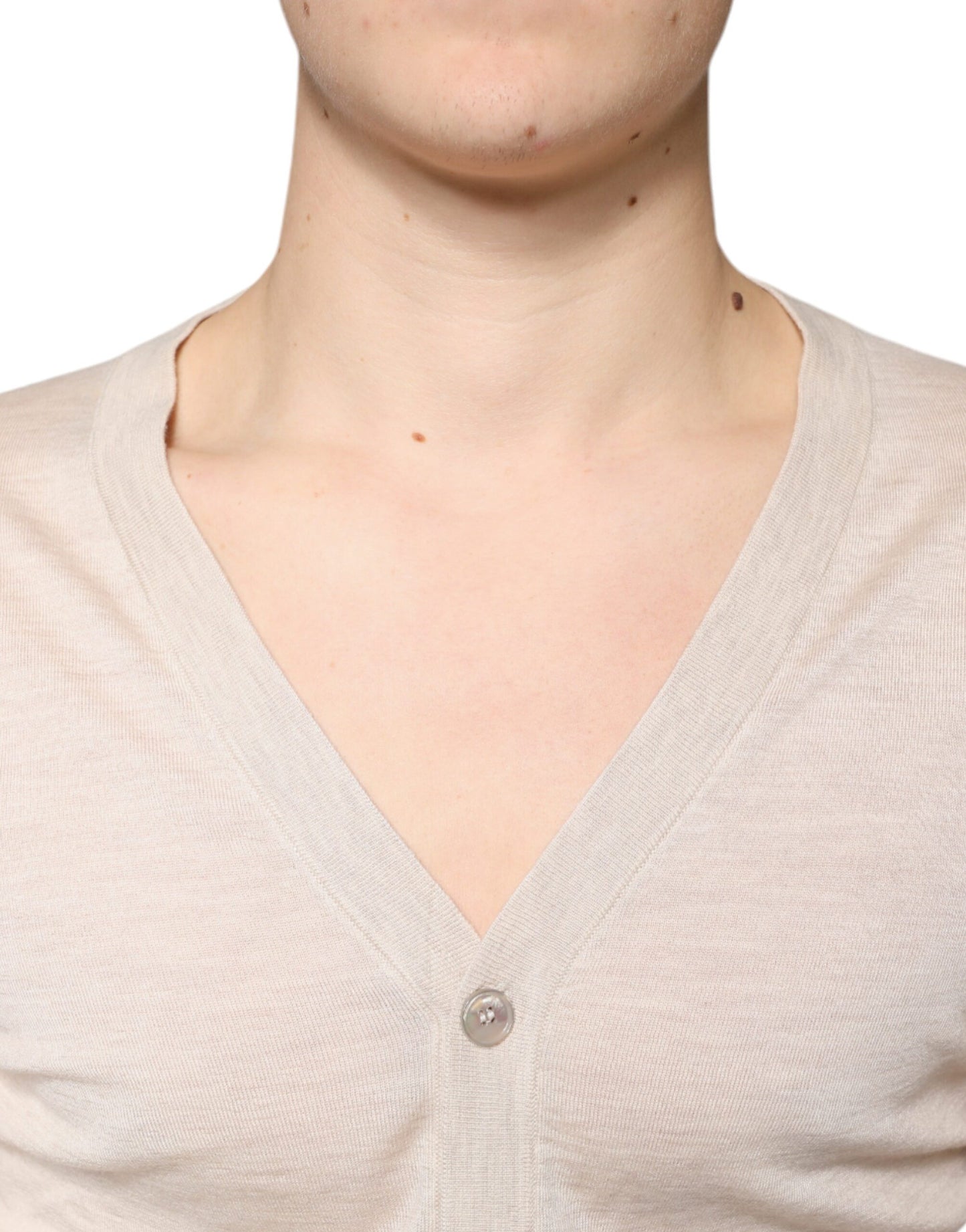 Dolce & Gabbana Beige Cashmere Button Down Cardigan Sweater Dolce & Gabbana