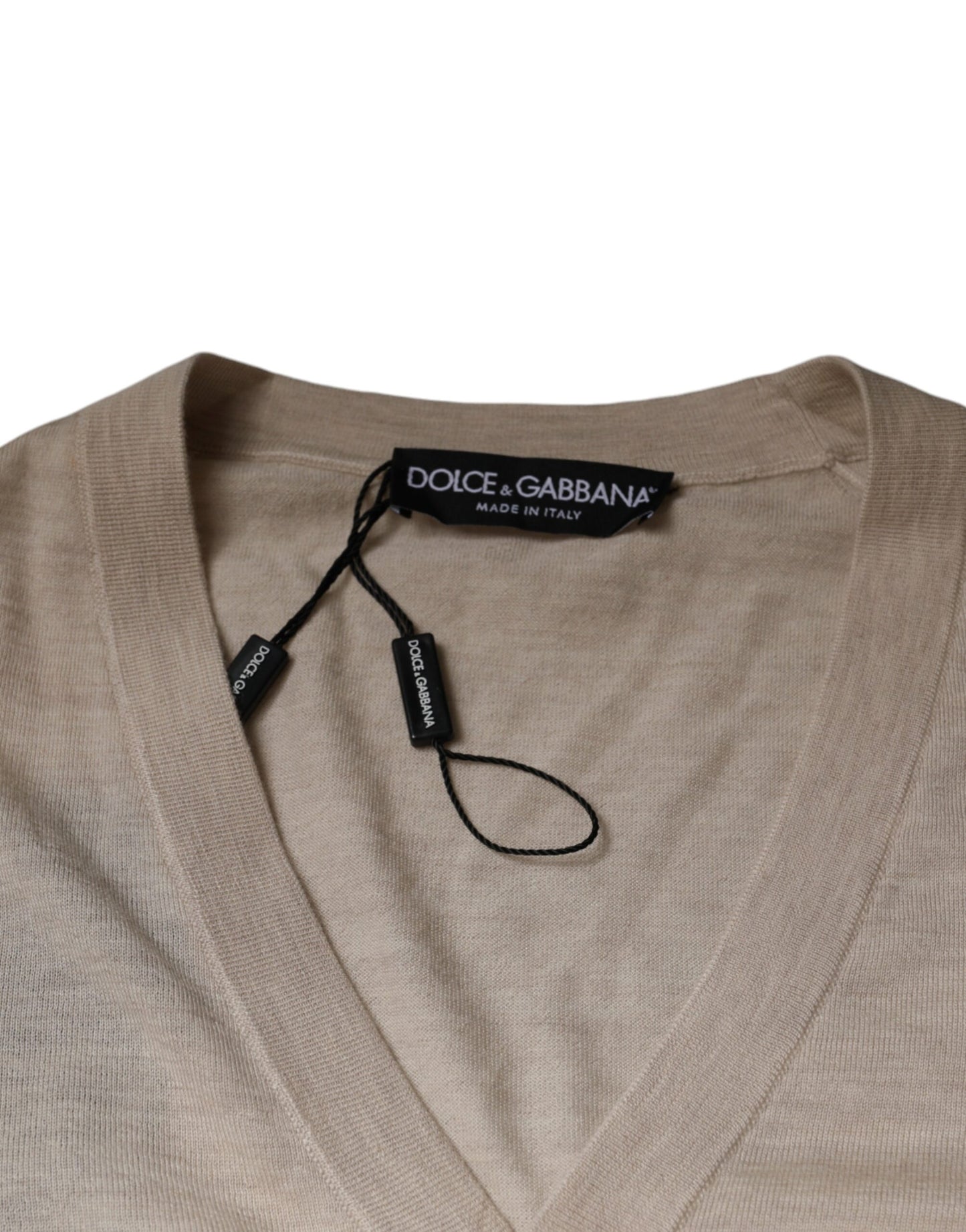 Dolce & Gabbana Beige Cashmere Button Down Cardigan Sweater Dolce & Gabbana
