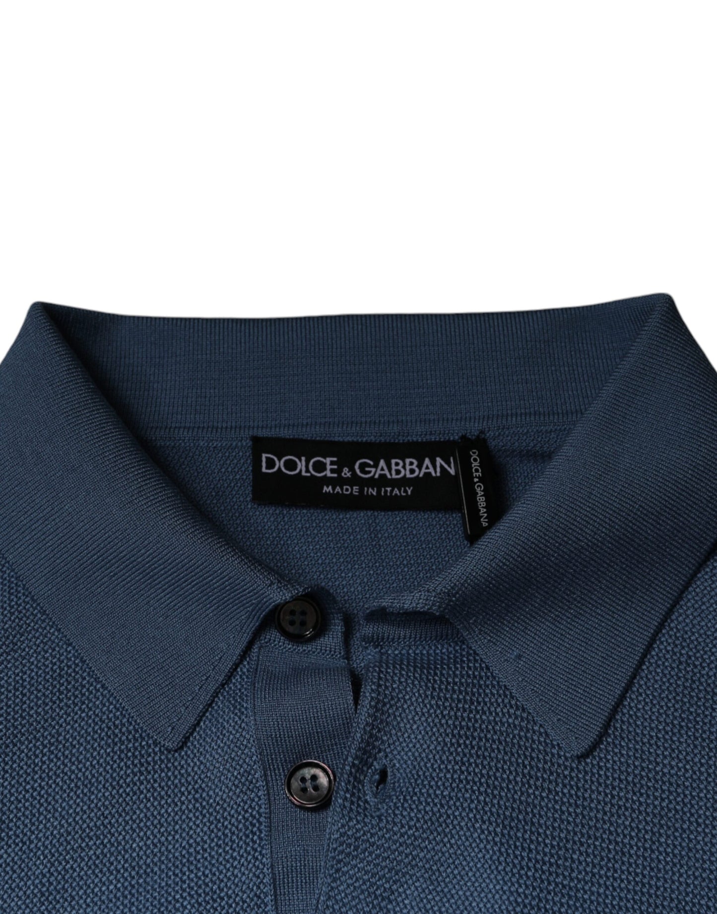 Dolce & Gabbana Sky Blue Silk Collared Men Pullover Sweater Dolce & Gabbana