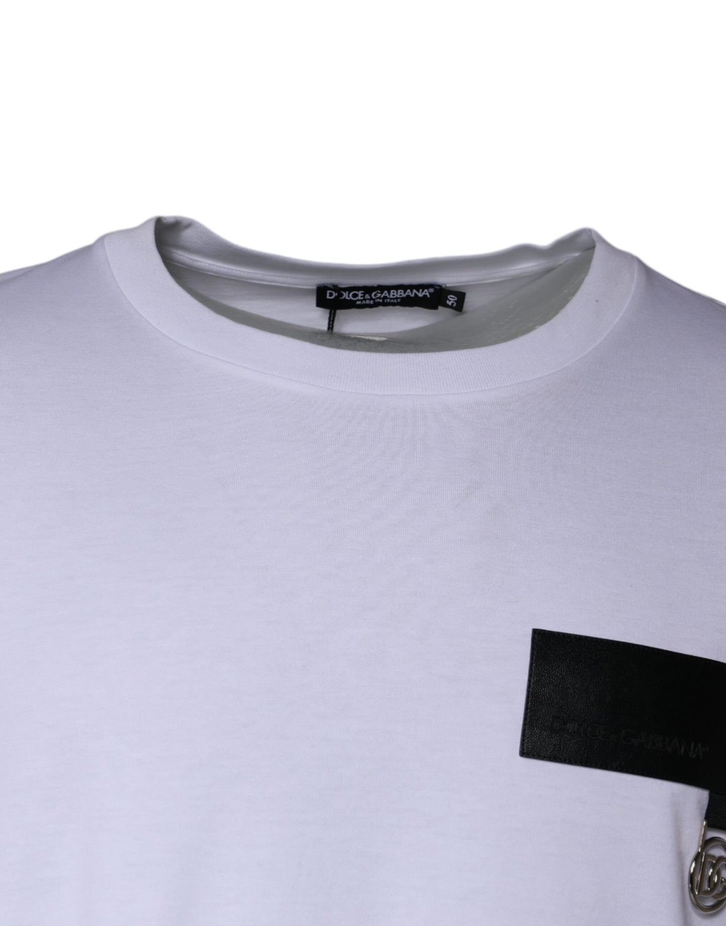 Dolce & Gabbana White Logo Patch Cotton Crew Neck T-shirt Dolce & Gabbana