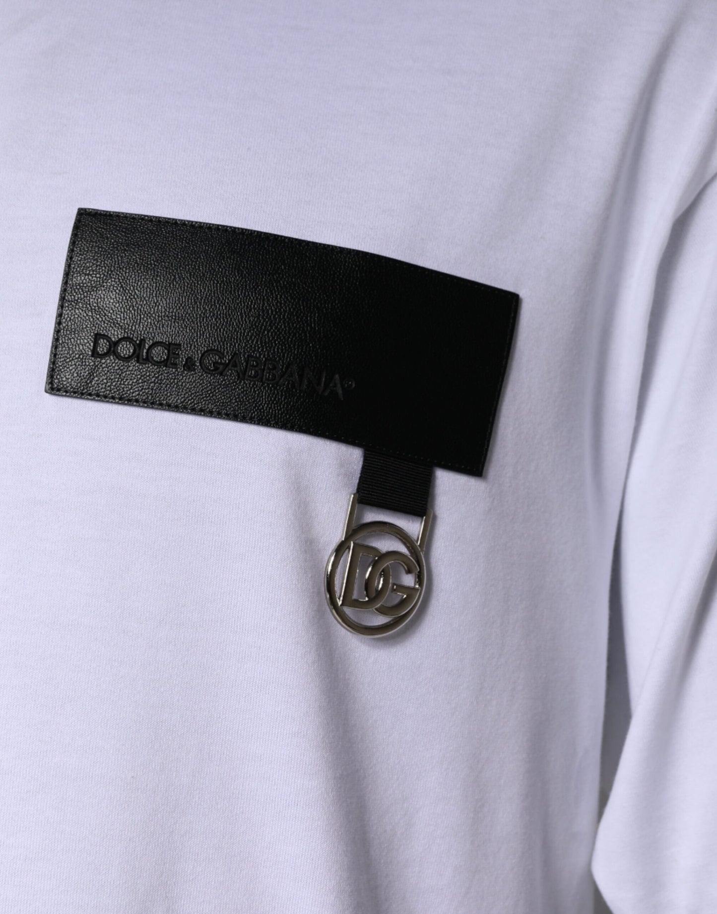 Dolce & Gabbana White Logo Patch Cotton Crew Neck T-shirt Dolce & Gabbana