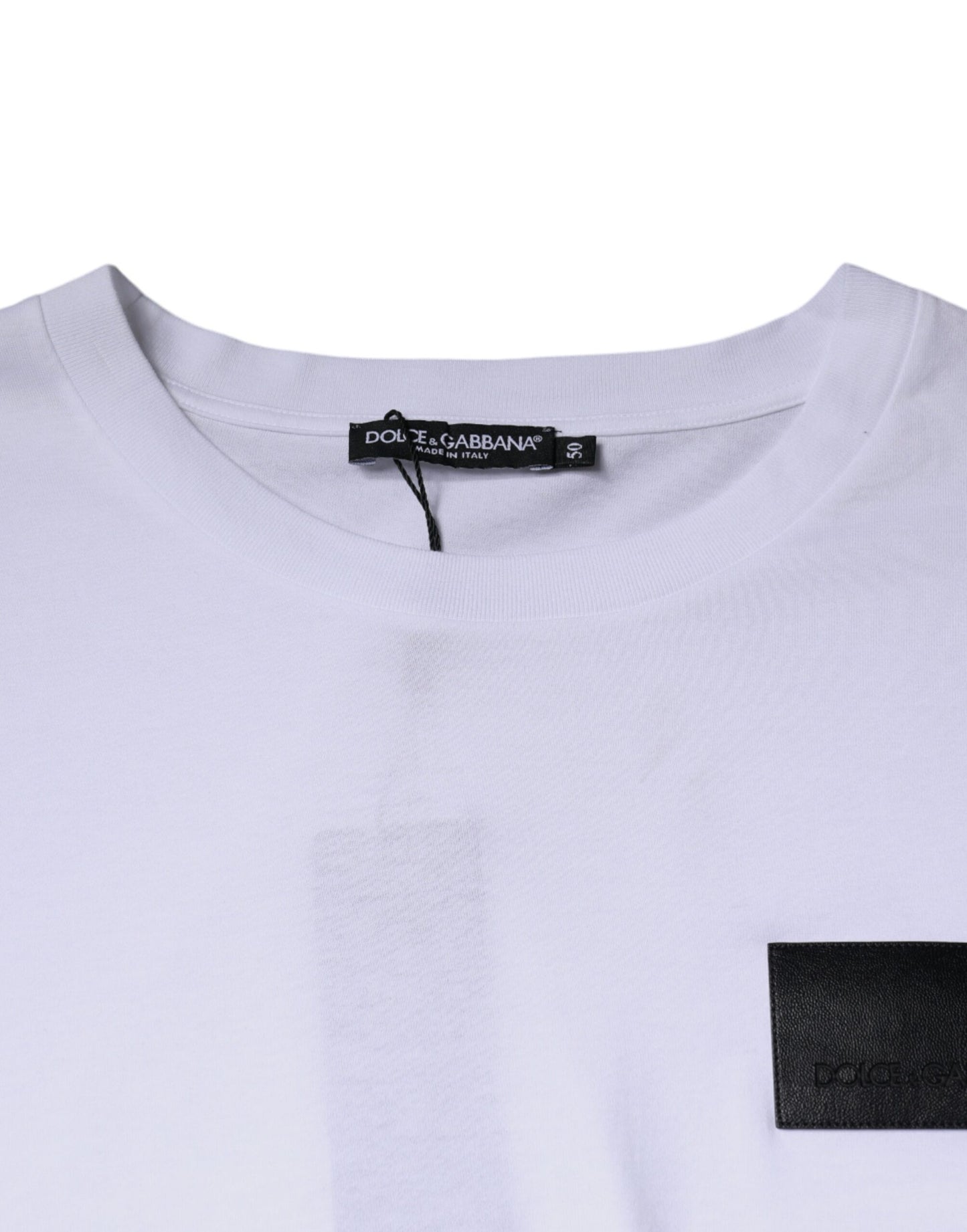 Dolce & Gabbana White Logo Patch Cotton Crew Neck T-shirt Dolce & Gabbana