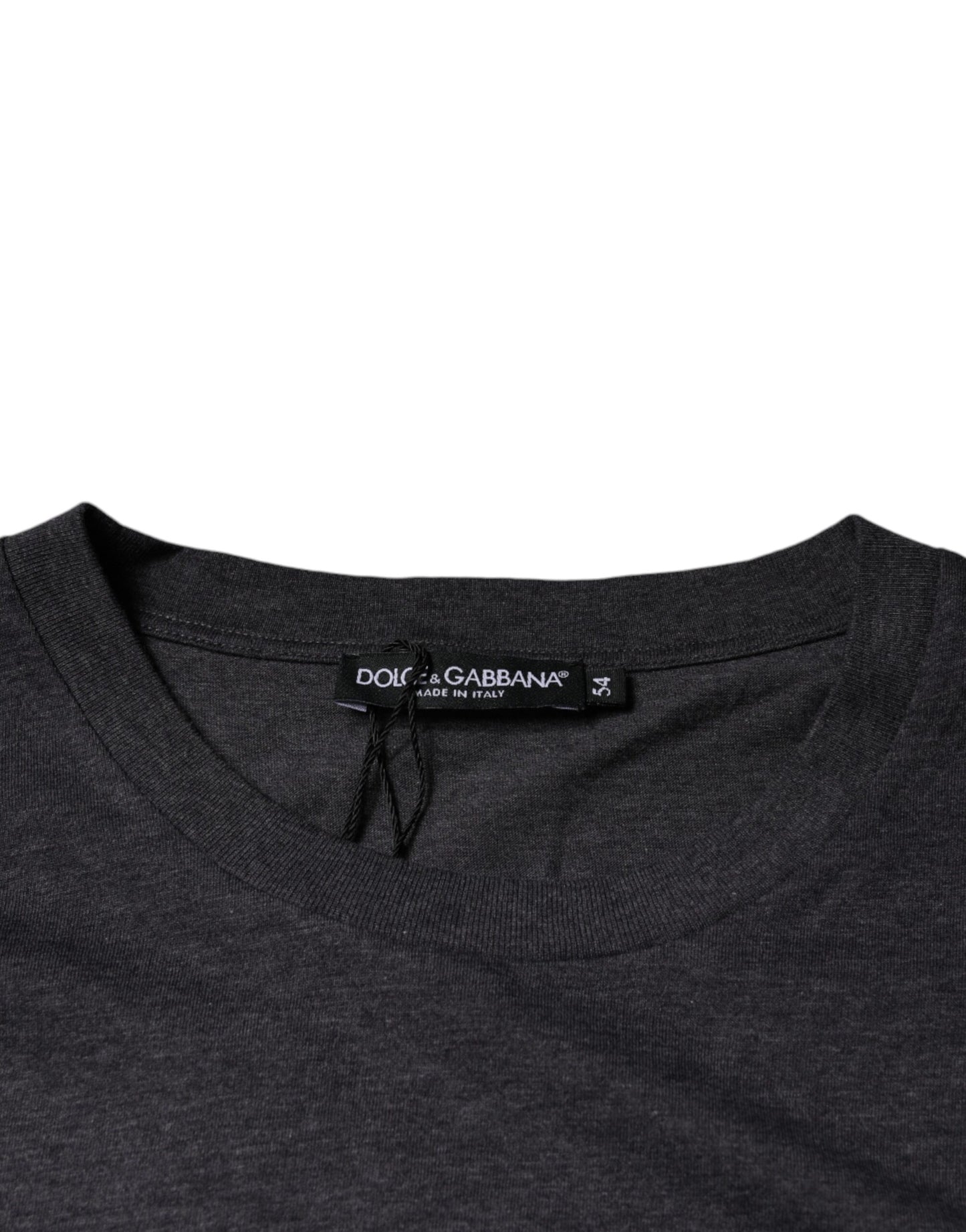 Dolce & Gabbana Gray Logo Patch Cotton Crew Neck T-shirt Dolce & Gabbana