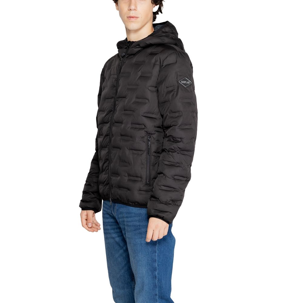 Replay Black Polyester Jackets & Coat Replay