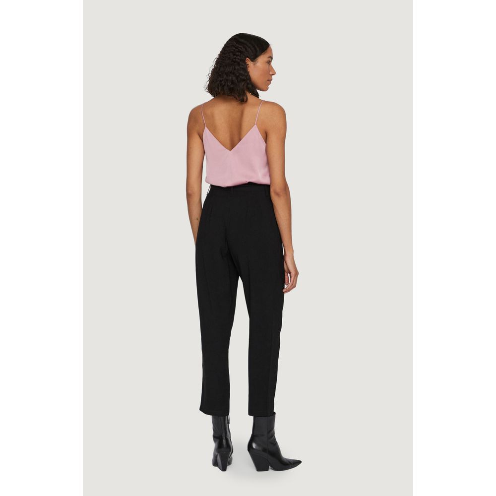 Vila Clothes Black Viscose Cropped Pant Vila Clothes