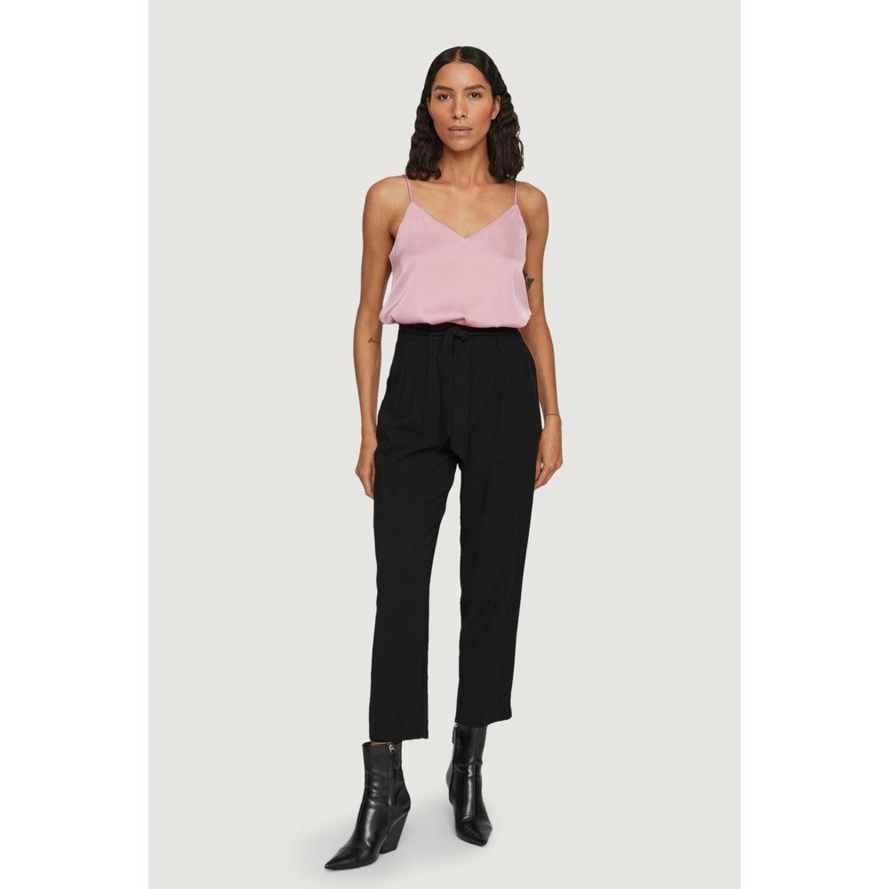 Vila Clothes Black Viscose Cropped Pant Vila Clothes
