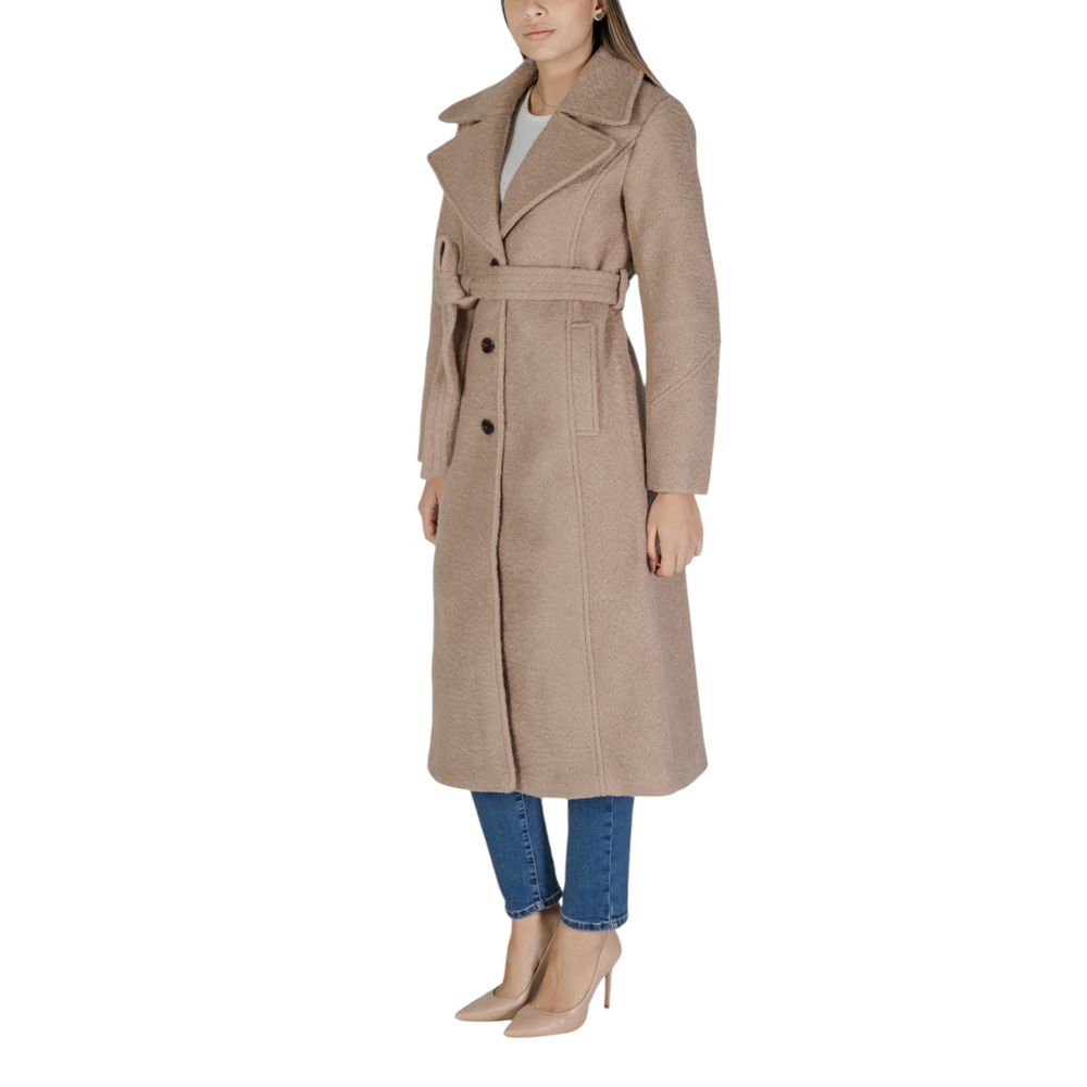 Vila Clothes Beige Polyester Coat Vila Clothes
