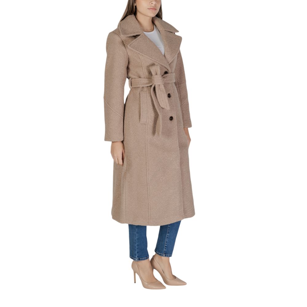 Vila Clothes Beige Polyester Coat Vila Clothes