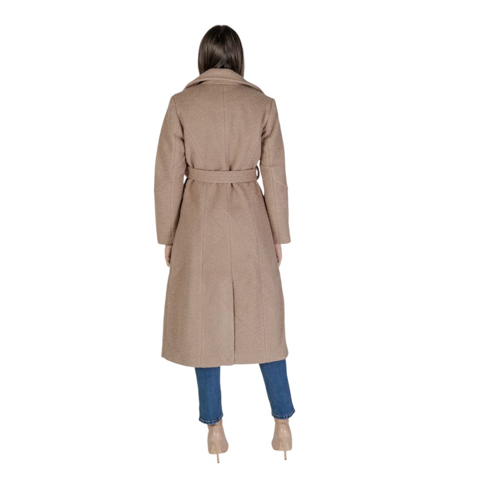 Vila Clothes Beige Polyester Coat Vila Clothes