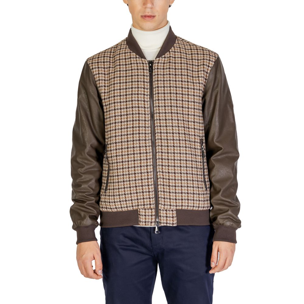 Gianni Lupo Brown Polyester Jackets & Coat Gianni Lupo